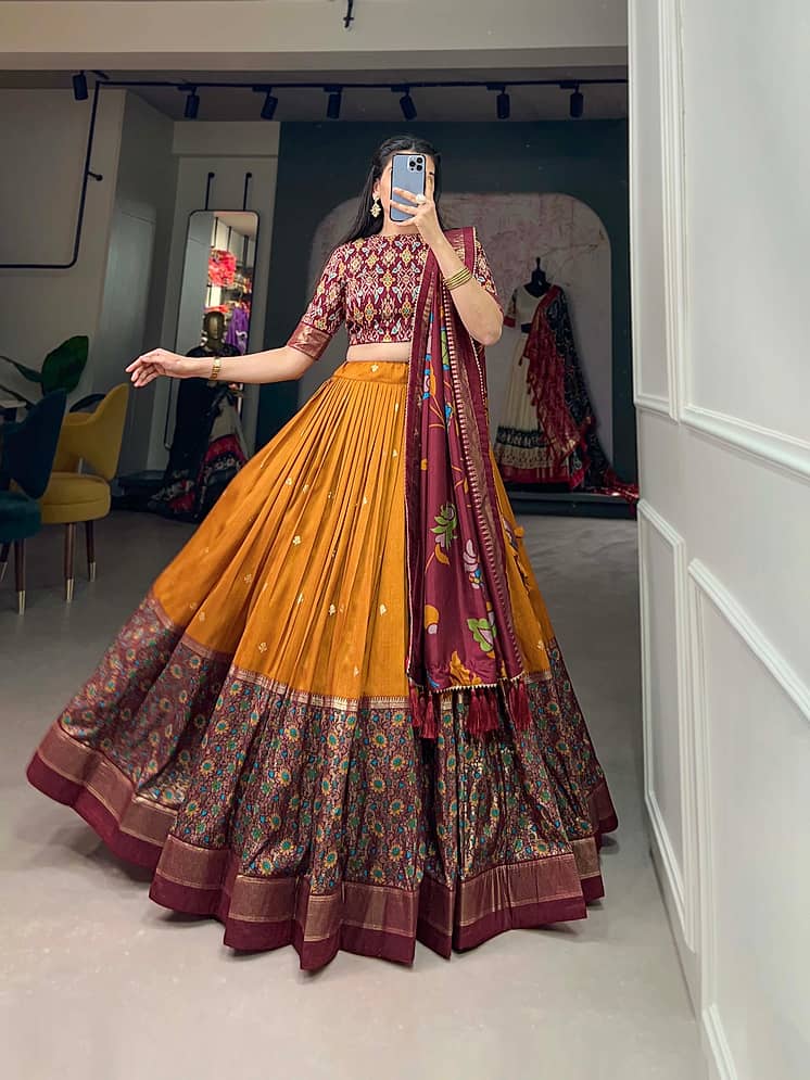 Yellow Snapdeal Ghagra Choli CYNOR Yellow Tussar Silk Chaniya