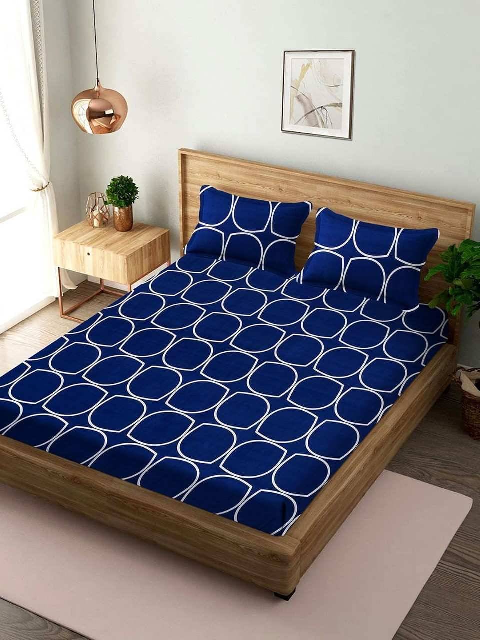 DOMES FAB Poly Cotton 1 Double Bedsheet with 2 Pillow Covers ( Blue )     			DOMES FAB Poly Cotton 1 Double Bedsheet with 2 Pillow Covers ( Blue )