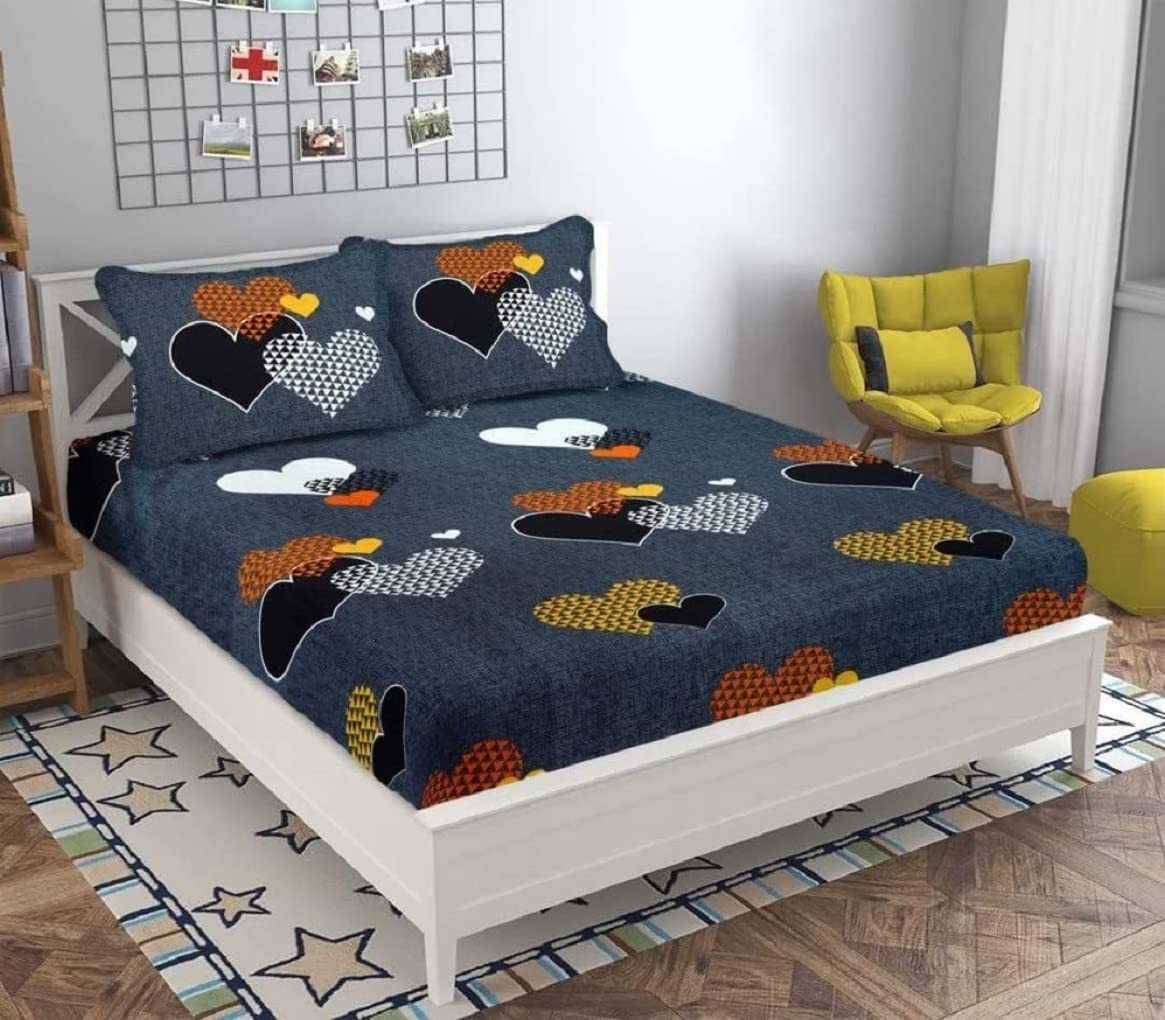     			DOMES FAB Poly Cotton 1 Double Bedsheet with 2 Pillow Covers ( Grey )