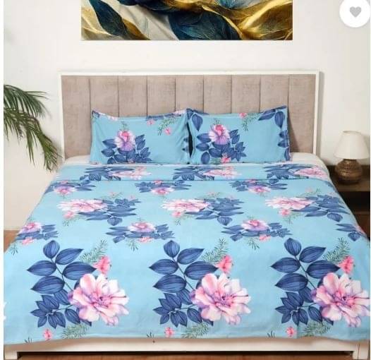     			DOMES FAB Poly Cotton 1 Double Bedsheet with 2 Pillow Covers ( Blue )