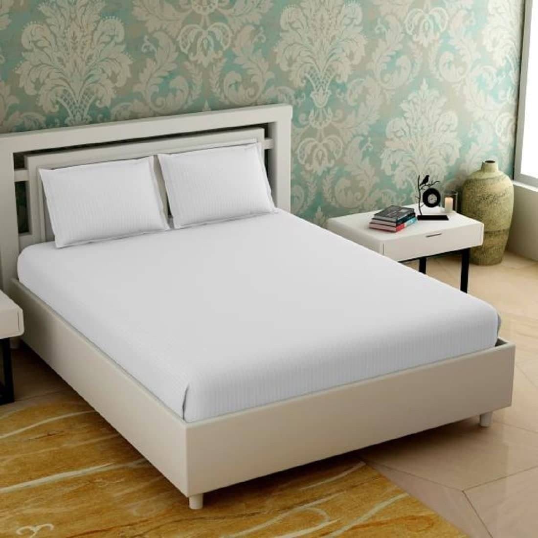 DOMES FAB Satin 1 Double Queen Bedsheet with 2 Pillow Covers ( White ) DOMES FAB Satin 1 Double Queen Bedsheet with 2 Pillow Covers ( White )