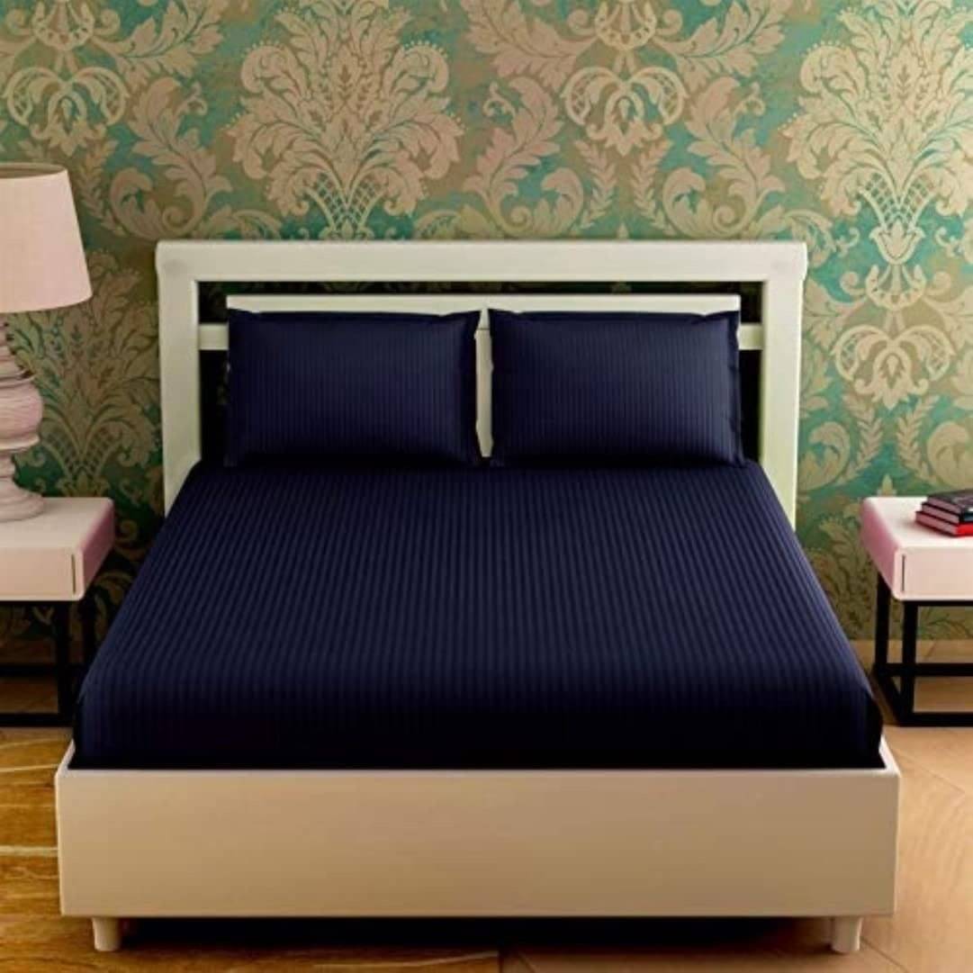     			DOMES FAB Satin 1 Double Bedsheet with 2 Pillow Covers ( Blue )