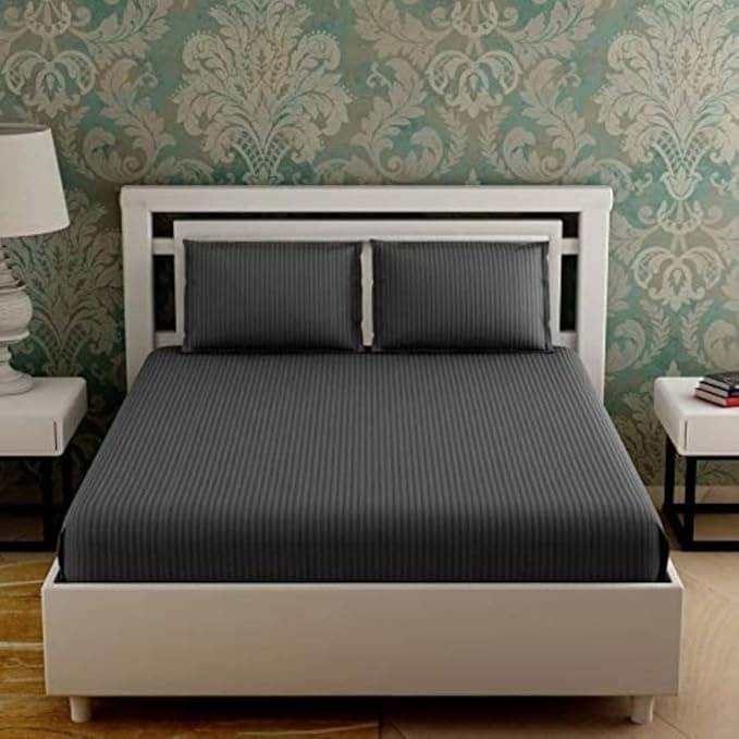     			DOMES FAB Satin 1 Double Bedsheet with 2 Pillow Covers ( Grey )