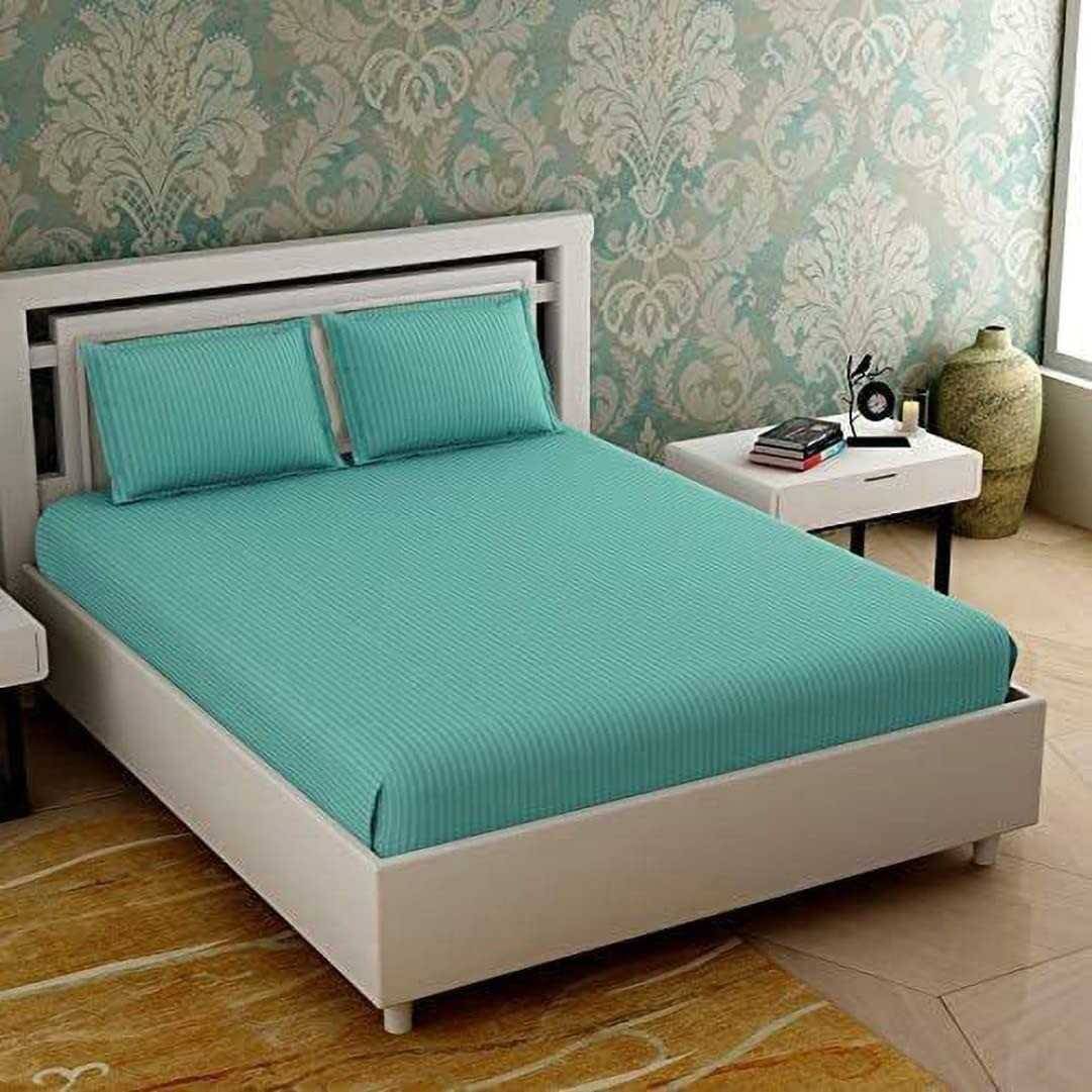     			DOMES FAB Satin 1 Double Queen Bedsheet with 2 Pillow Covers ( Blue )