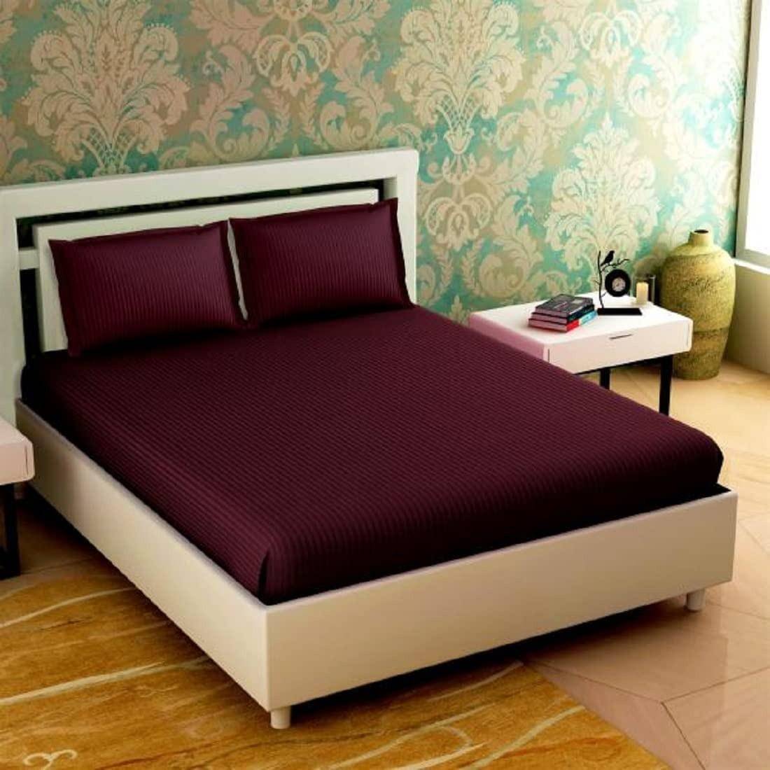     			DOMES FAB Satin 1 Double Queen Bedsheet with 2 Pillow Covers ( Purple )