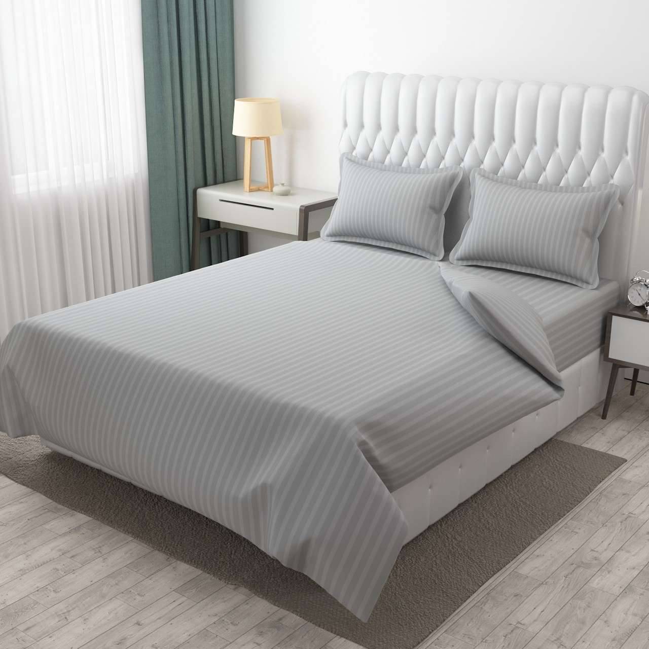 DOMES FAB Satin 1 Double Queen Bedsheet with 2 Pillow Covers ( Silver ) DOMES FAB Satin 1 Double Queen Bedsheet with 2 Pillow Covers ( Silver )