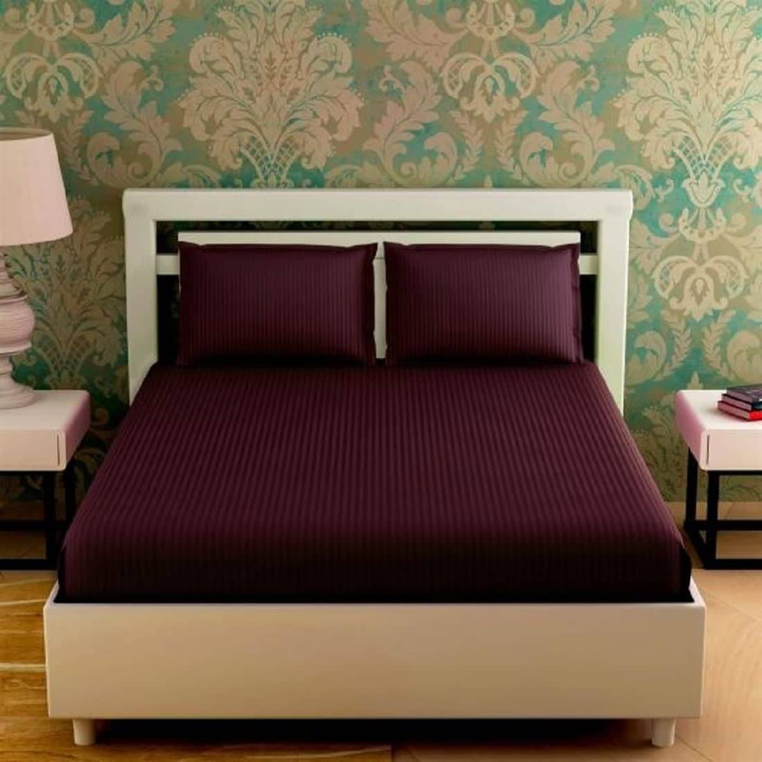 DOMES Satin 1 Double Bedsheet with 2 Pillow Covers ( Purple )     			DOMES Satin 1 Double Bedsheet with 2 Pillow Covers ( Purple )