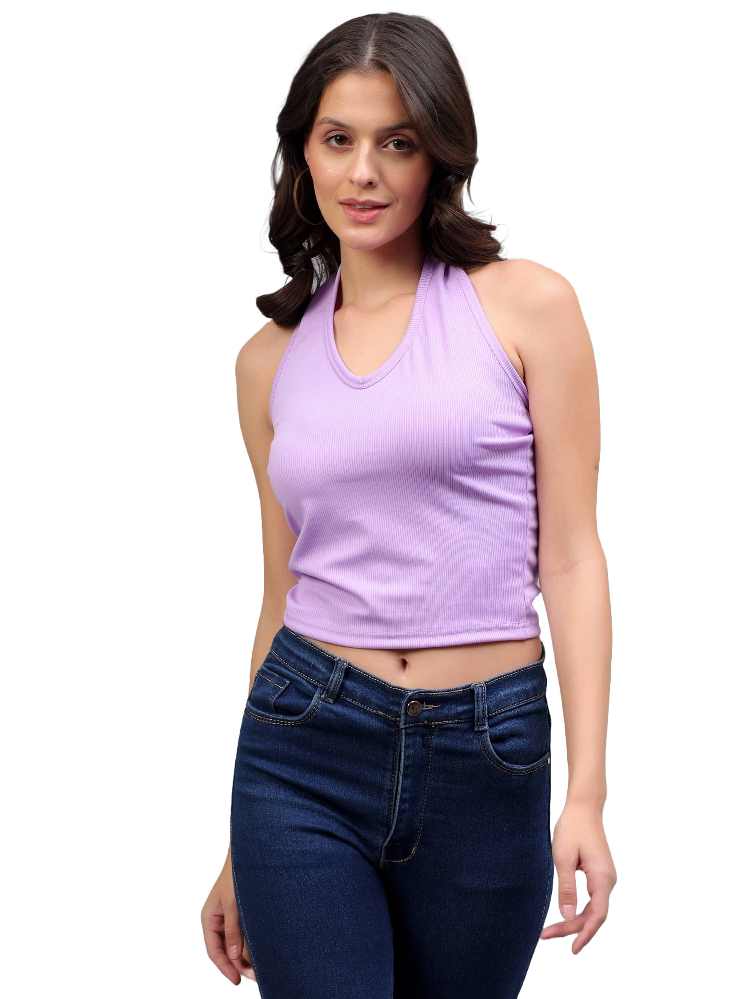 Diaz Women's Lycra Crop Top ( Purple ) Diaz Women's Lycra Crop Top ( Purple )