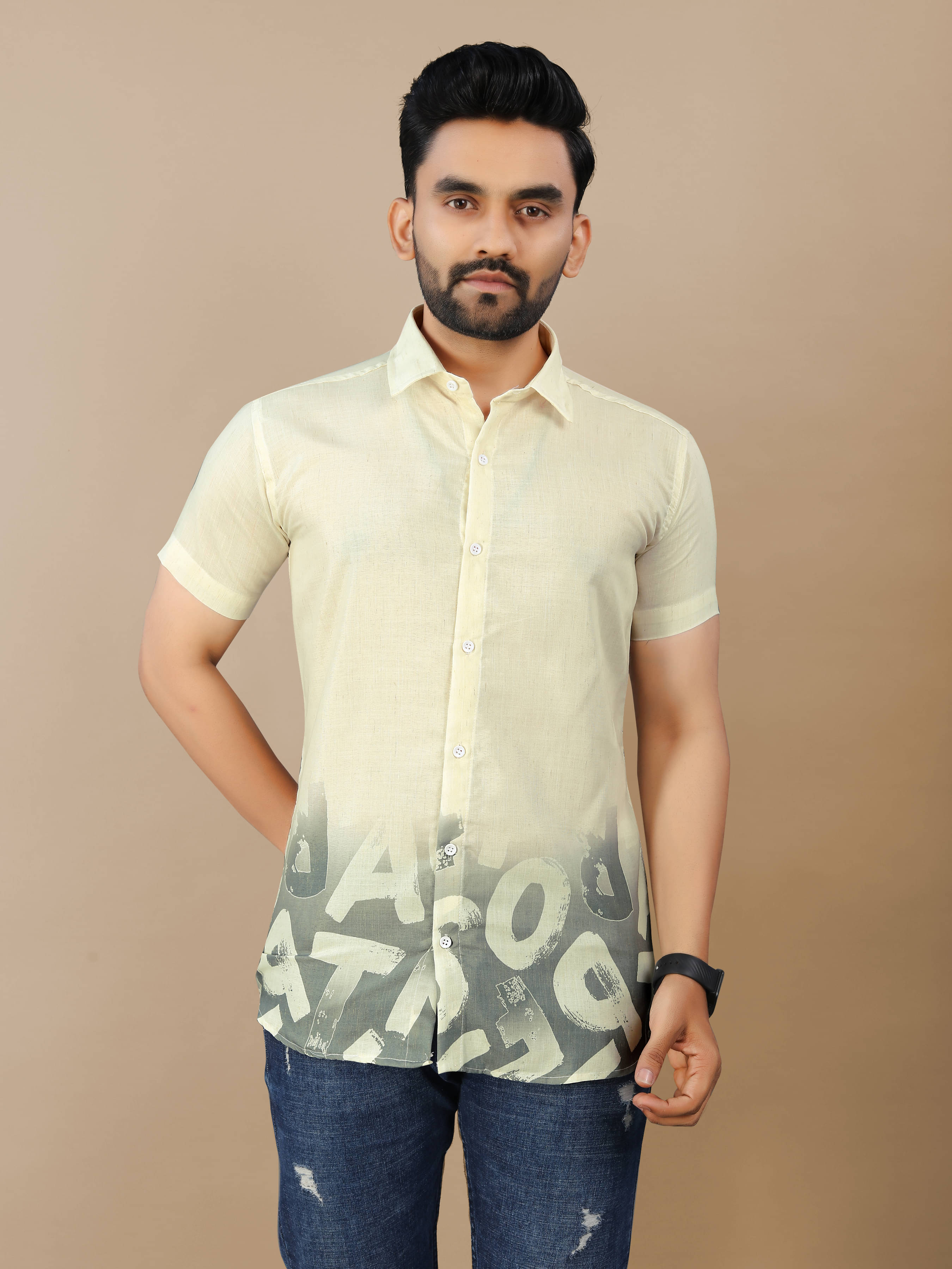 Fashionfricks Cotton Flex Regular Fit Self Design Half Sleeves Men's Casual Shirt - Grey ( Pack of 1 )     			Fashionfricks Cotton Flex Regular Fit Self Design Half Sleeves Men's Casual Shirt - Grey ( Pack of 1 )