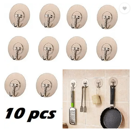     			Hook 10 Pack Large Heavy Duty Stainless Steel Adhesive Hooks – Waterproof, Strong, Damage-Free Wall Hooks for Towels, Coats & Accessories – Kitchen, Bathroom , Home & Office Organisation
