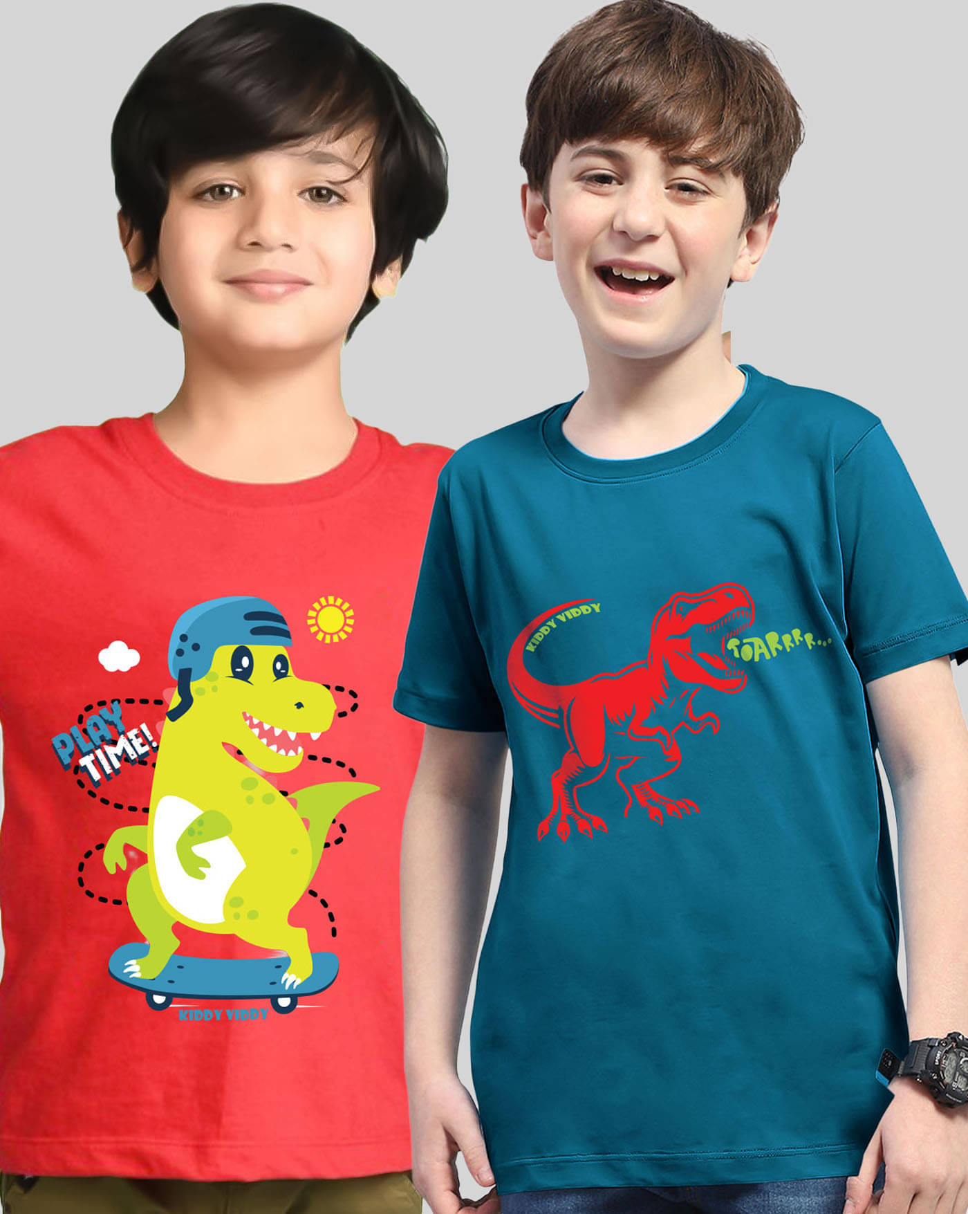     			KIDDY VIDDY Pack of 2 Boys Cotton Blend T-Shirt ( Red )