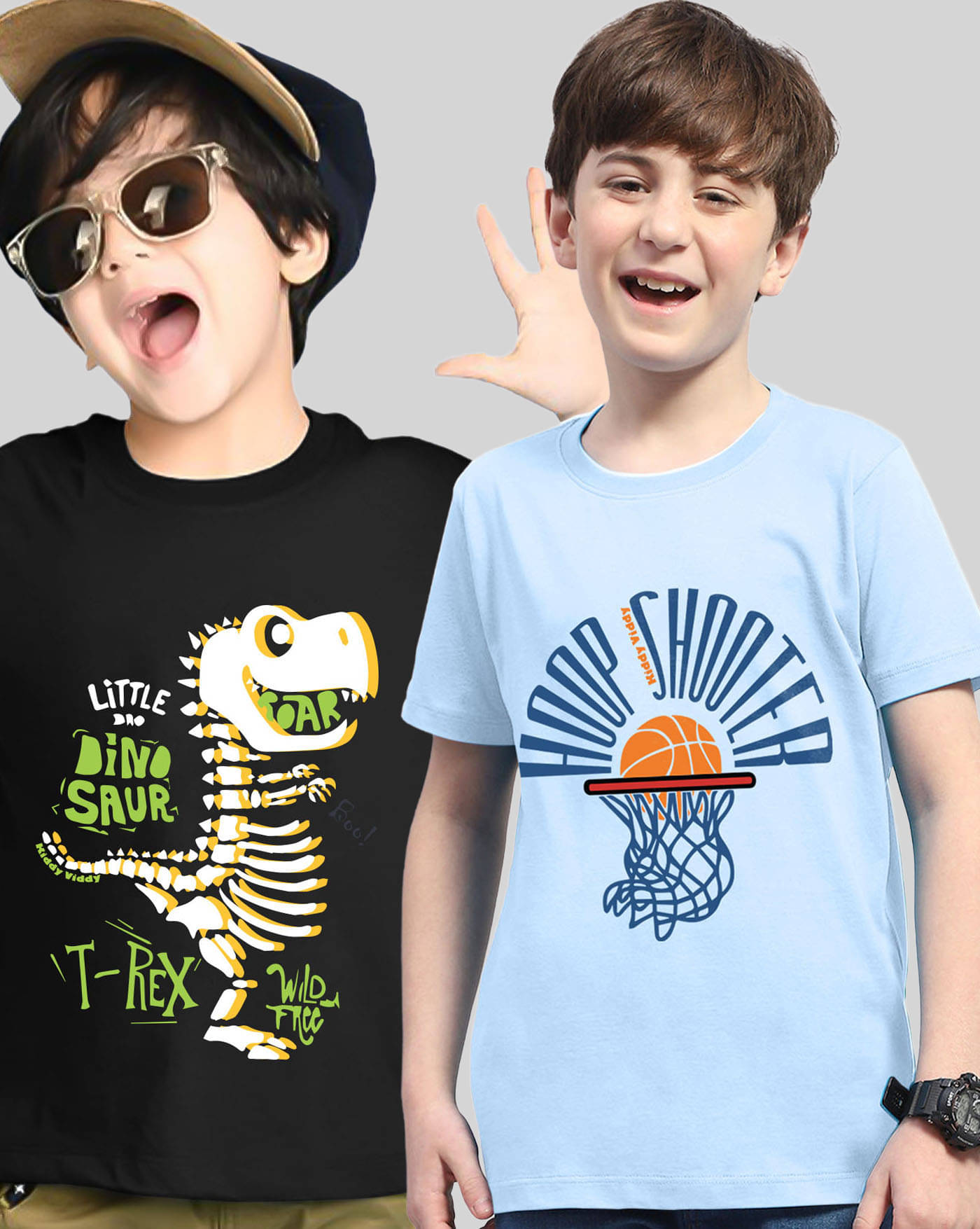     			KIDDY VIDDY Pack of 2 Boys Cotton Blend T-Shirt ( Sky Blue )