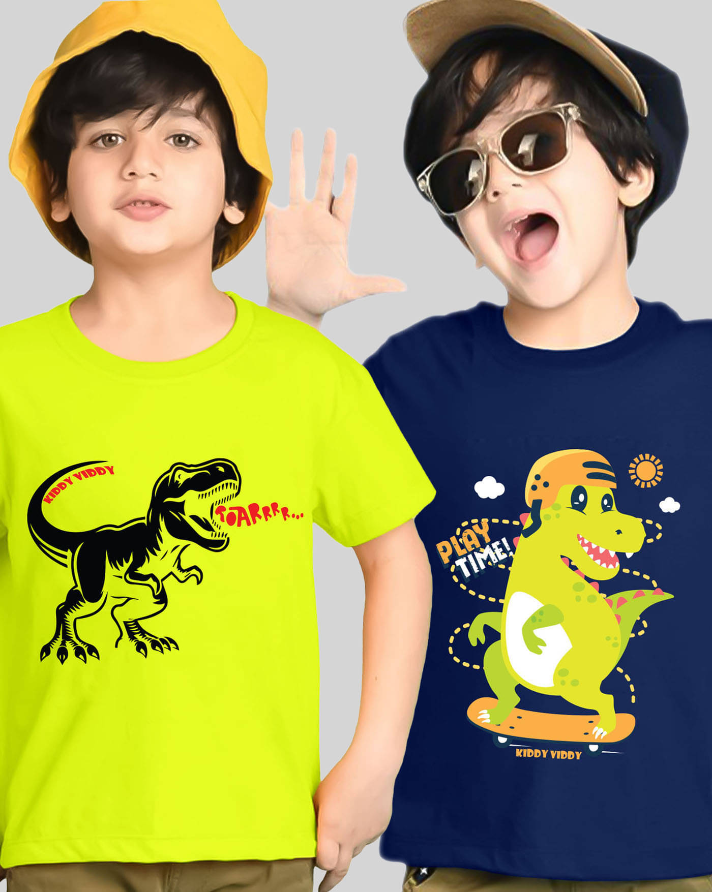     			KIDDY VIDDY Pack of 2 Boys Cotton Blend T-Shirt ( Navy Blue )