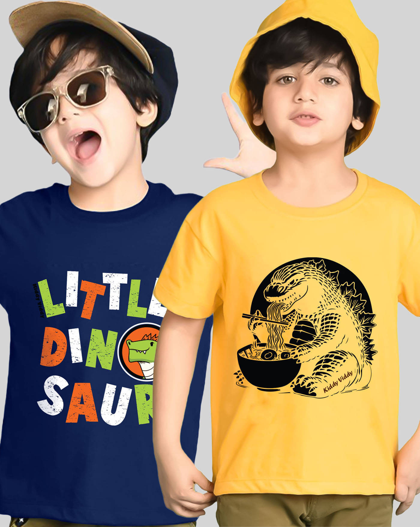     			KIDDY VIDDY Pack of 2 Boys Cotton Blend T-Shirt ( Yellow )