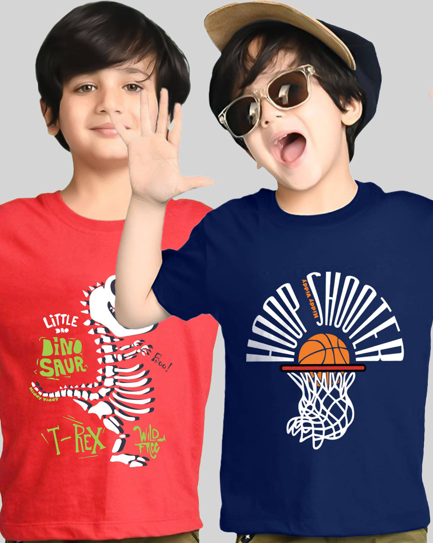     			KIDDY VIDDY Pack of 2 Boys Cotton Blend T-Shirt ( Navy Blue )