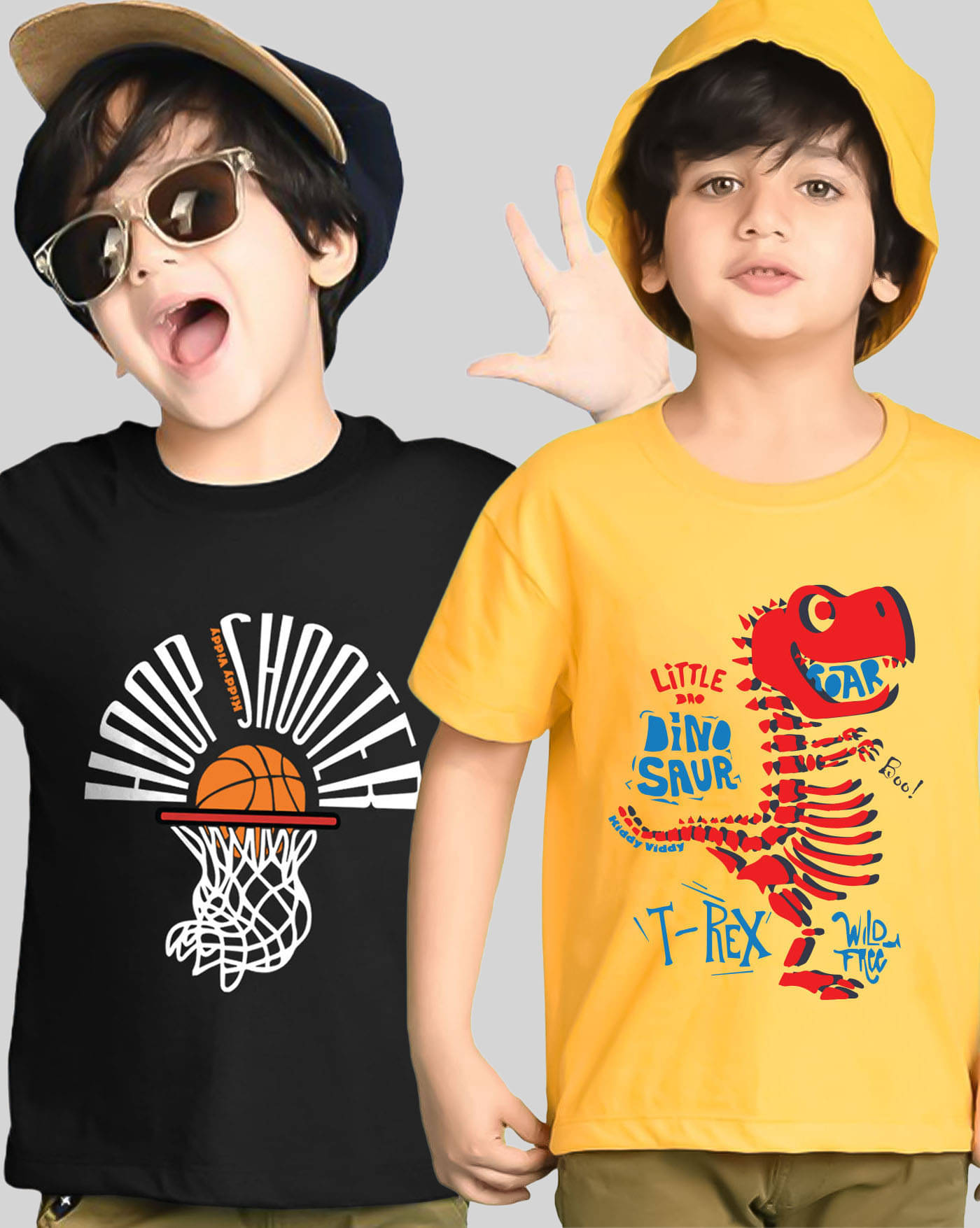     			KIDDY VIDDY Pack of 2 Boys Cotton Blend T-Shirt ( Yellow )