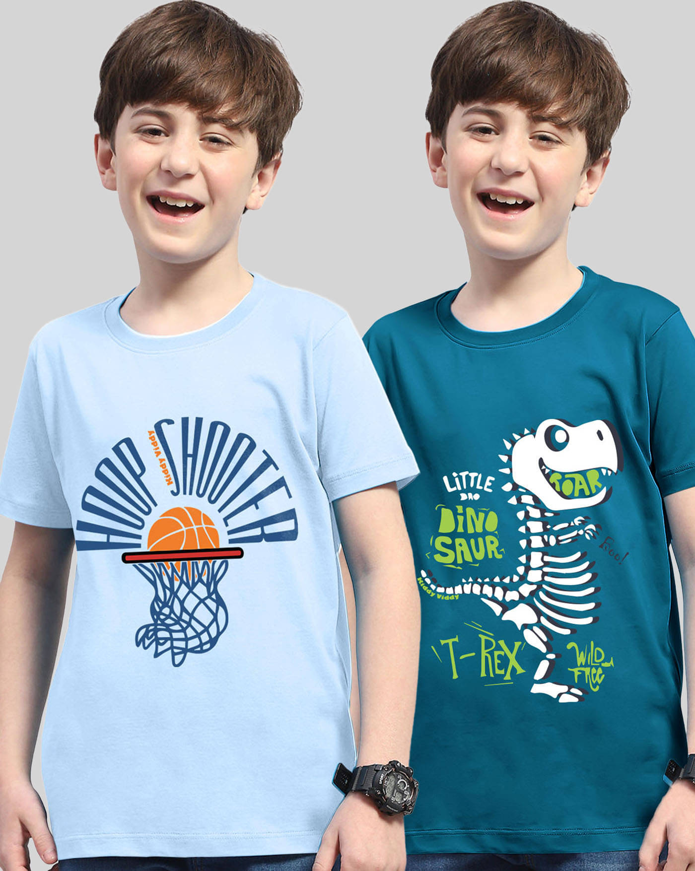     			KIDDY VIDDY Pack of 2 Boys Cotton Blend T-Shirt ( Sky Blue )