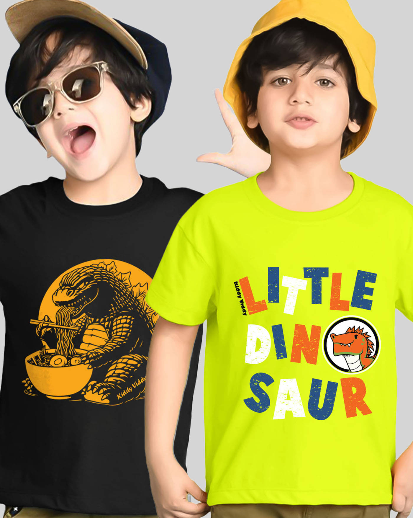     			KIDDY VIDDY Pack of 2 Boys Cotton Blend T-Shirt ( Neon Green )