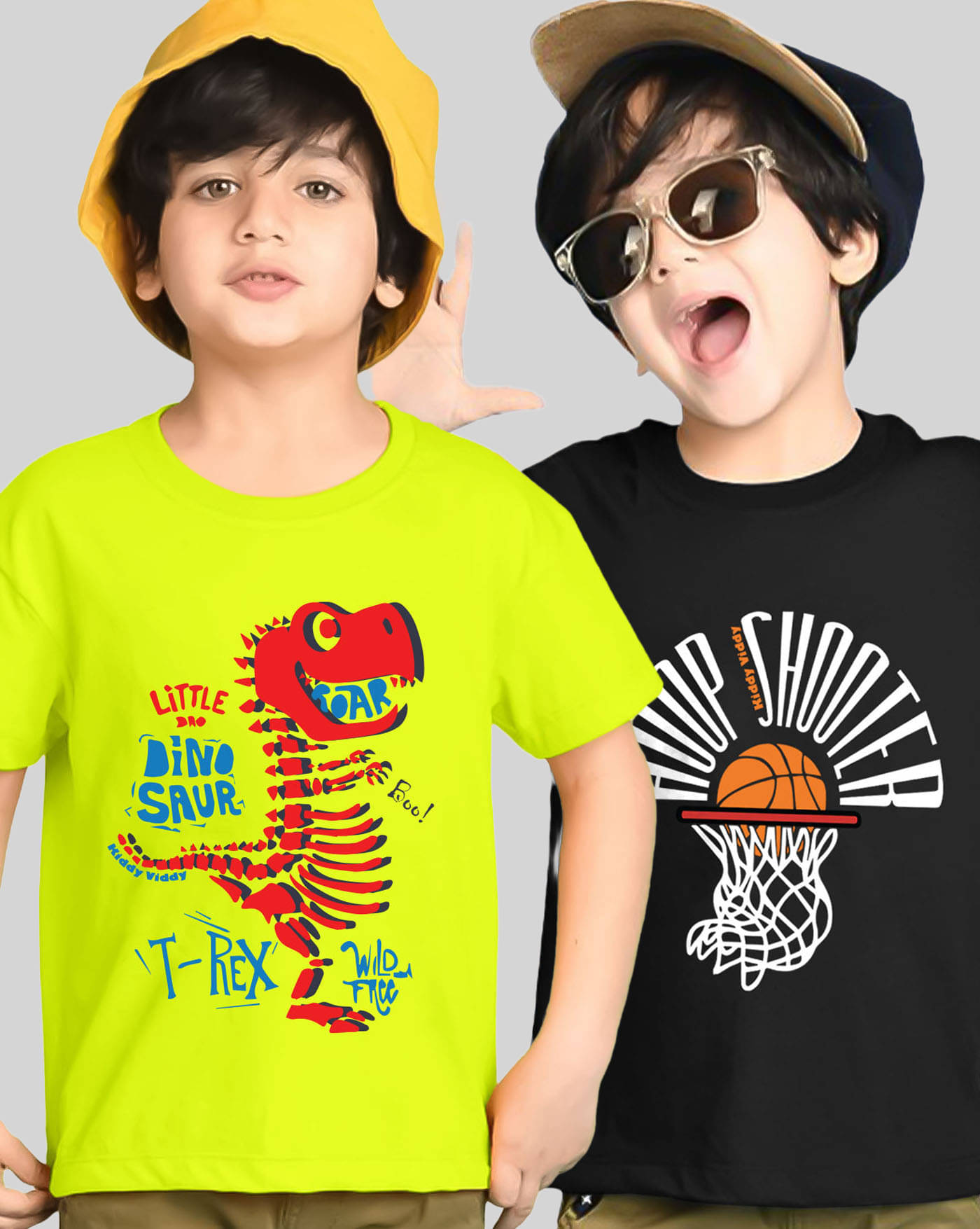     			KIDDY VIDDY Pack of 2 Boys Cotton Blend T-Shirt ( Neon Green )