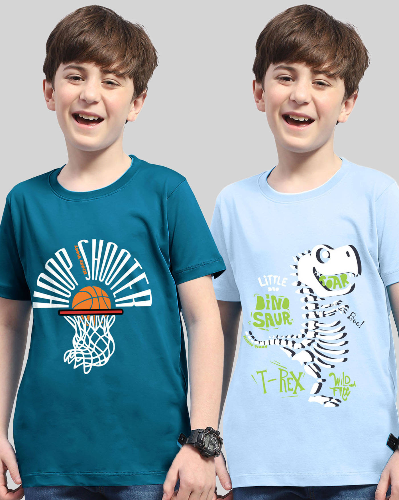     			KIDDY VIDDY Pack of 2 Boys Cotton Blend T-Shirt ( Teal )