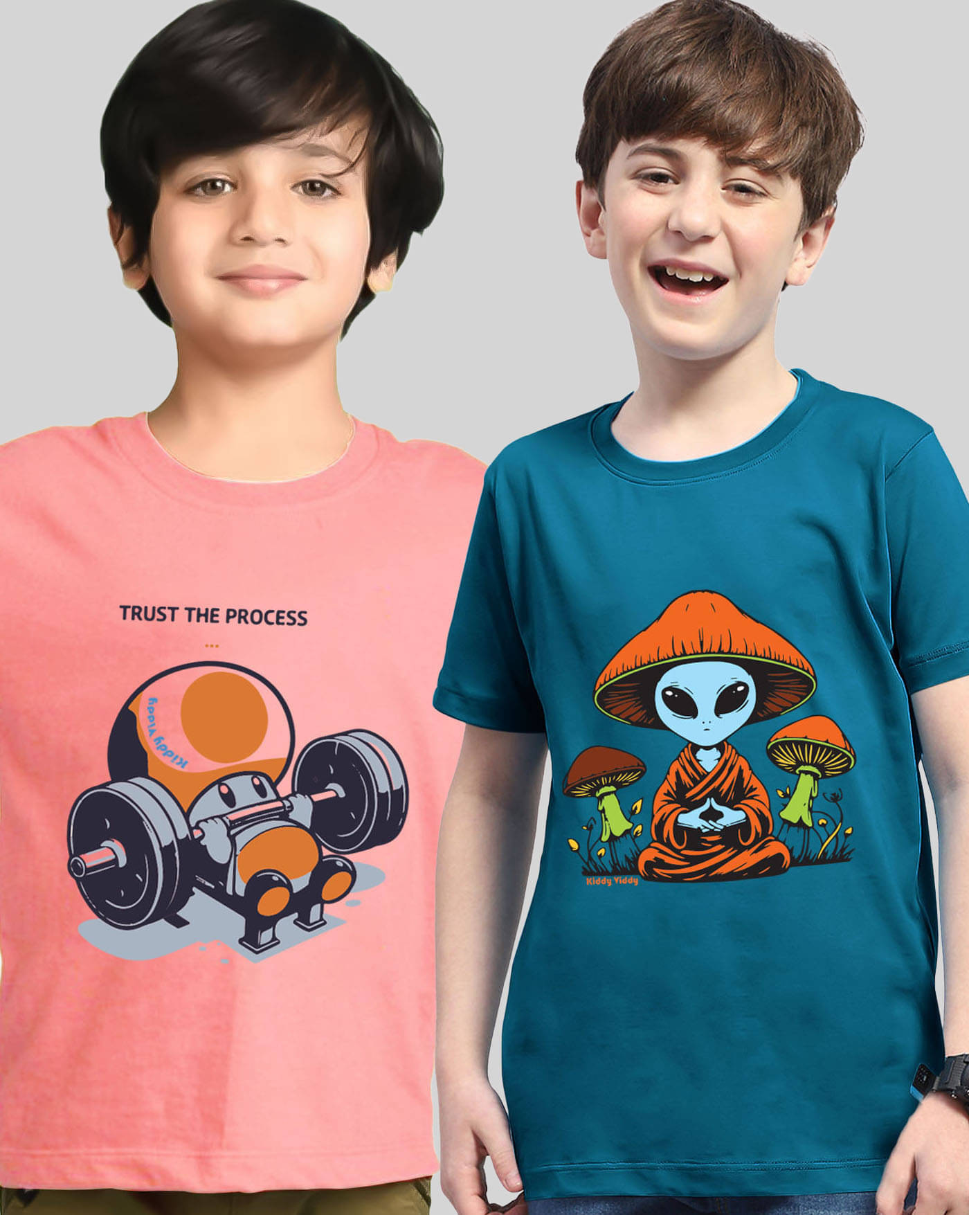     			KIDDY VIDDY Pack of 2 Boys Cotton Blend T-Shirt ( Peach )
