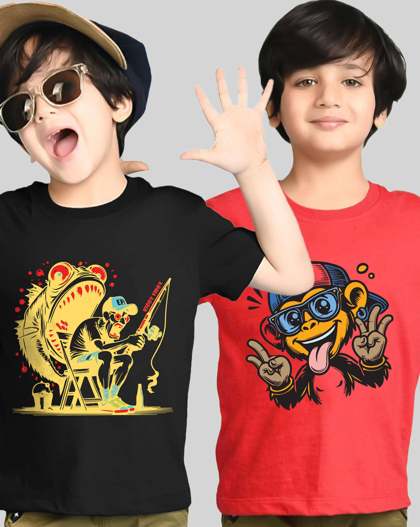     			KIDDY VIDDY Pack of 2 Boys Cotton Blend T-Shirt ( Black )
