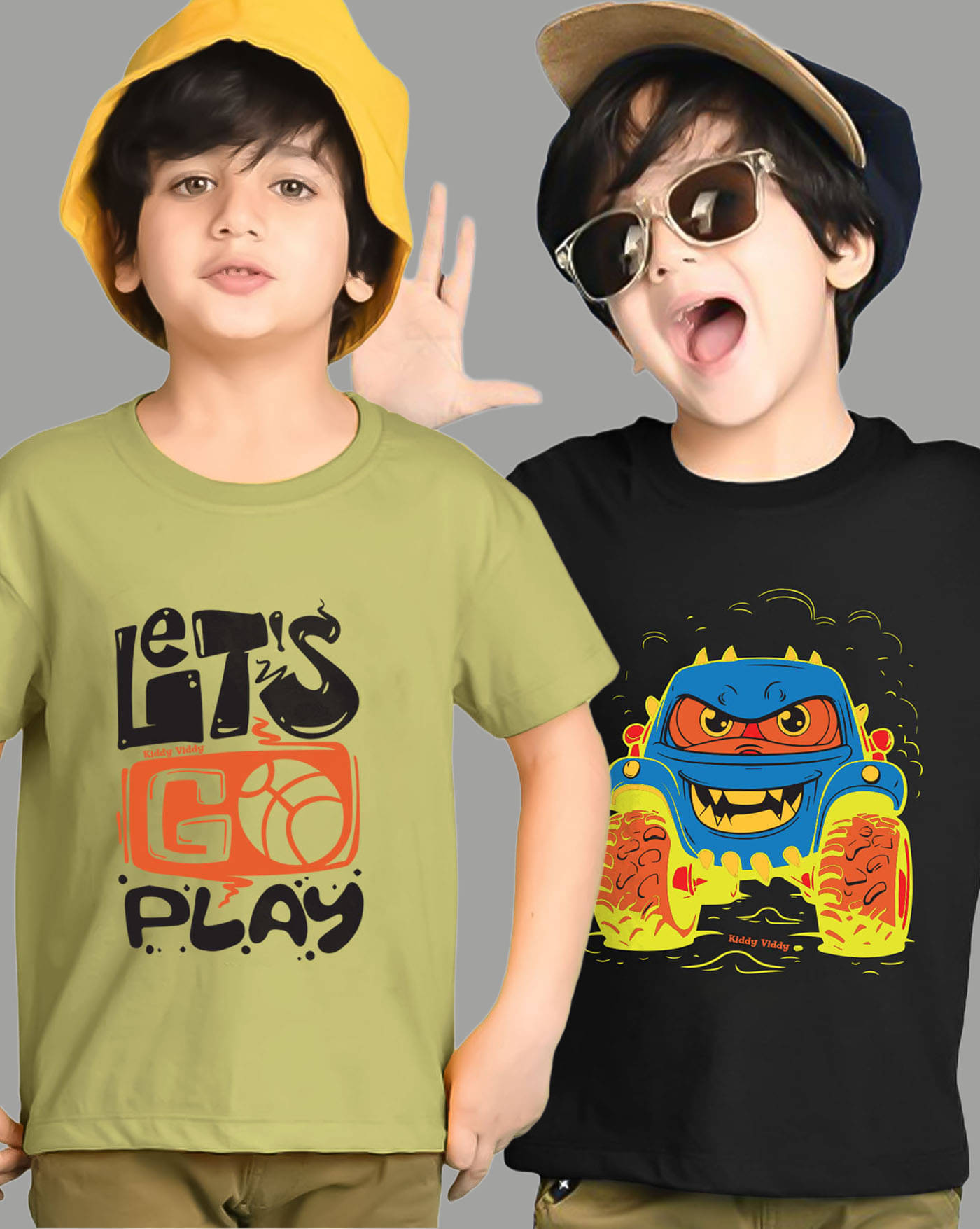     			KIDDY VIDDY Pack of 2 Boys Cotton Blend T-Shirt ( Green )