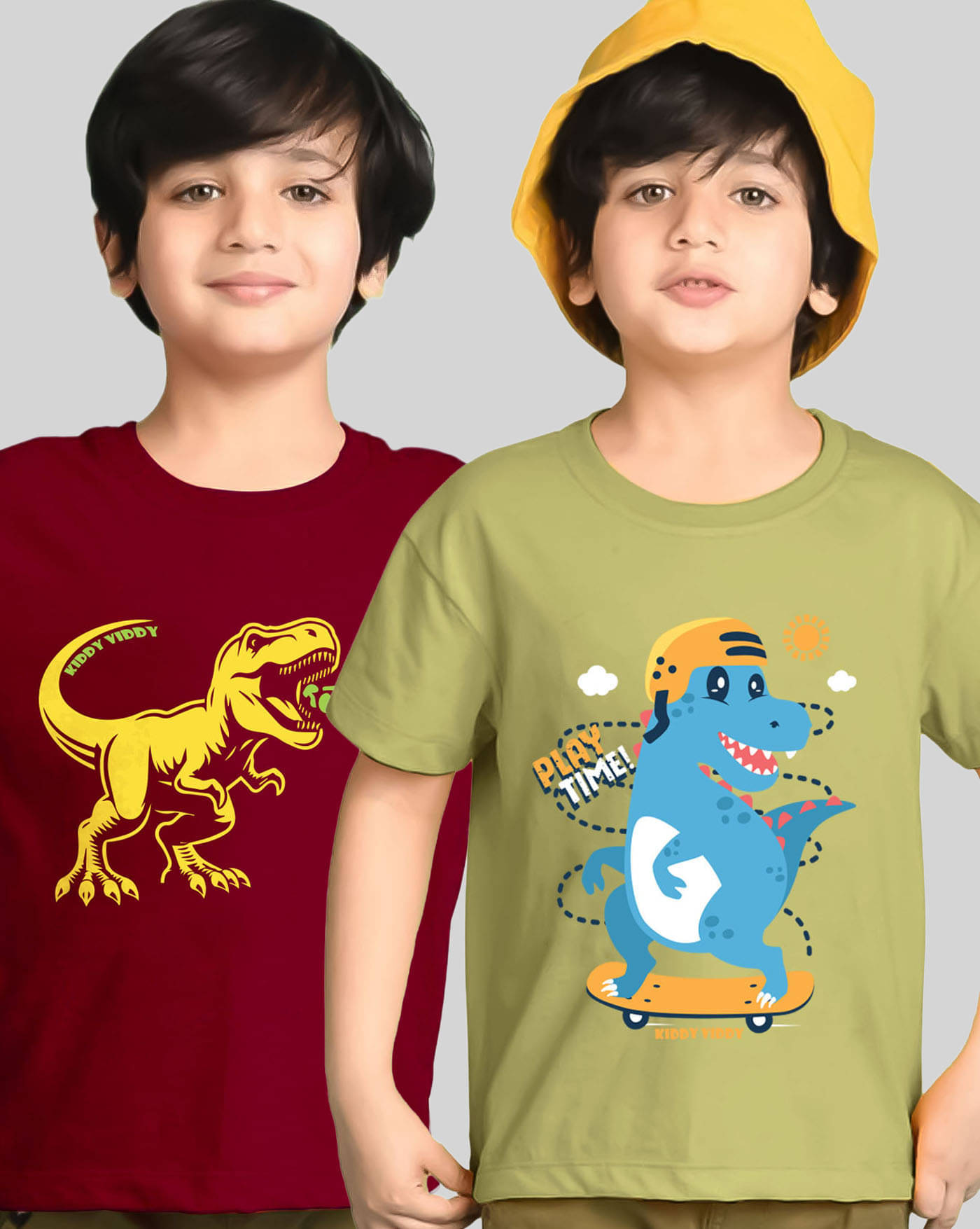     			KIDDY VIDDY Pack of 2 Boys Cotton Blend T-Shirt ( Green )