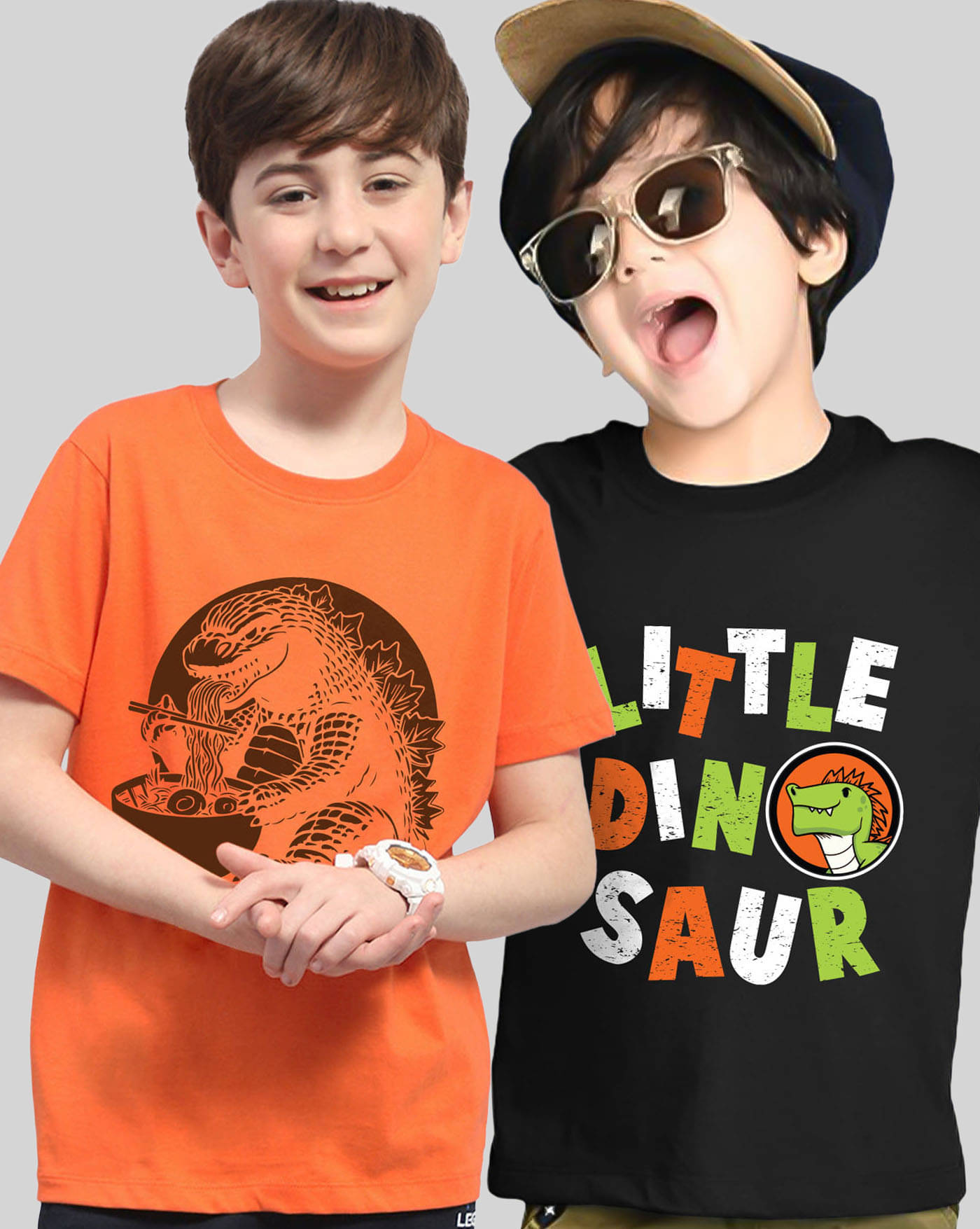     			KIDDY VIDDY Pack of 2 Boys Cotton Blend T-Shirt ( Orange )