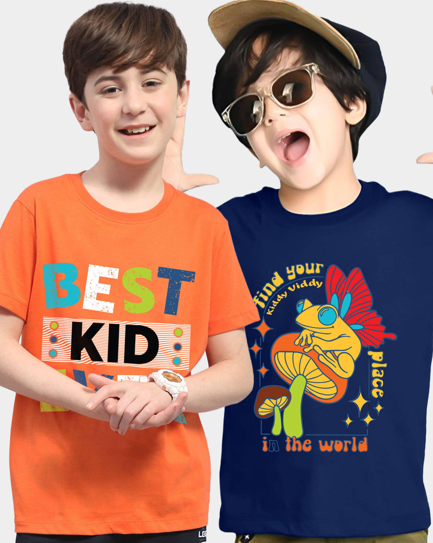     			KIDDY VIDDY Pack of 2 Boys Cotton Blend T-Shirt ( Orange )