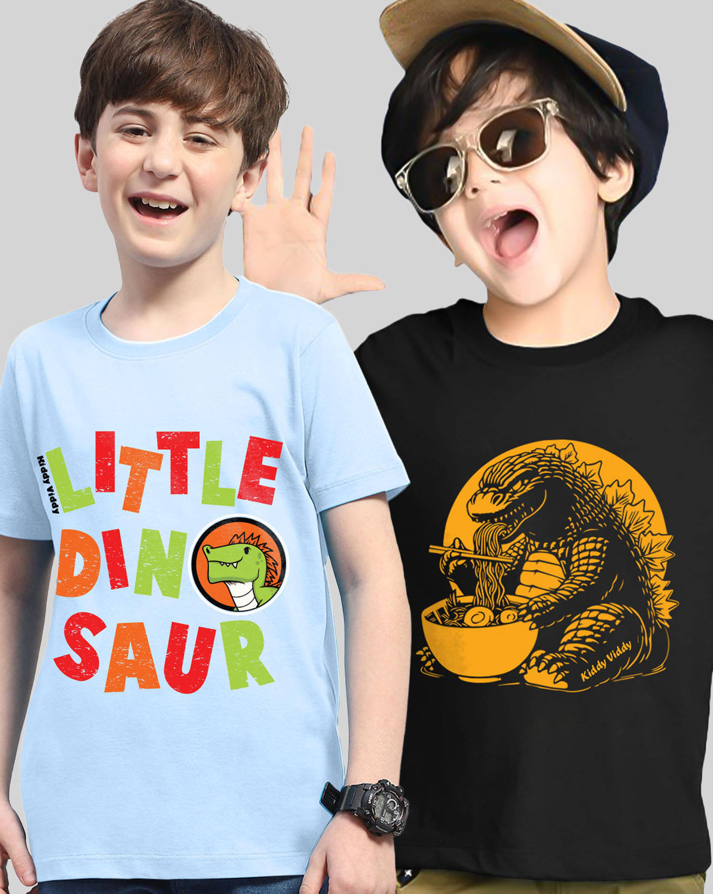     			KIDDY VIDDY Pack of 2 Boys Cotton Blend T-Shirt ( Sky Blue )