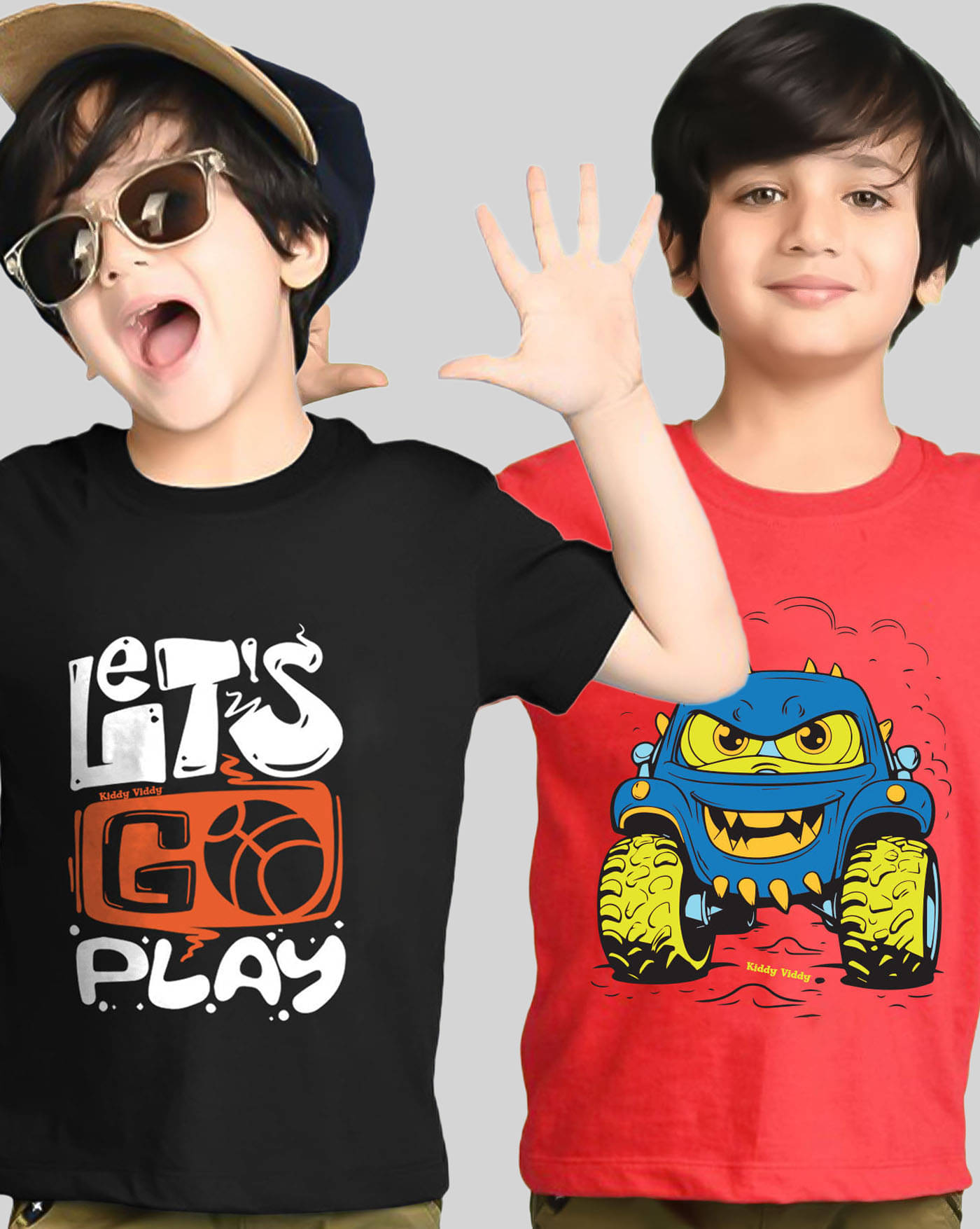     			KIDDY VIDDY Pack of 2 Boys Cotton Blend T-Shirt ( Red )