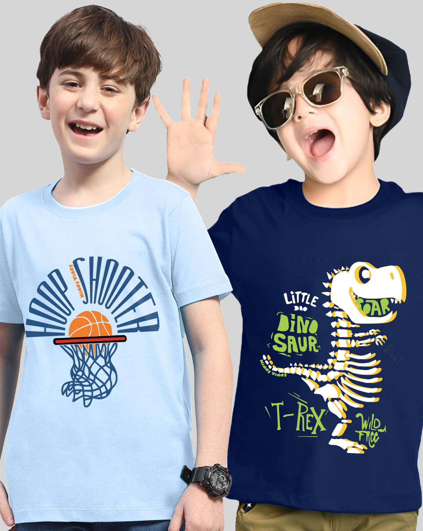     			KIDDY VIDDY Pack of 2 Boys Cotton Blend T-Shirt ( Sky Blue )