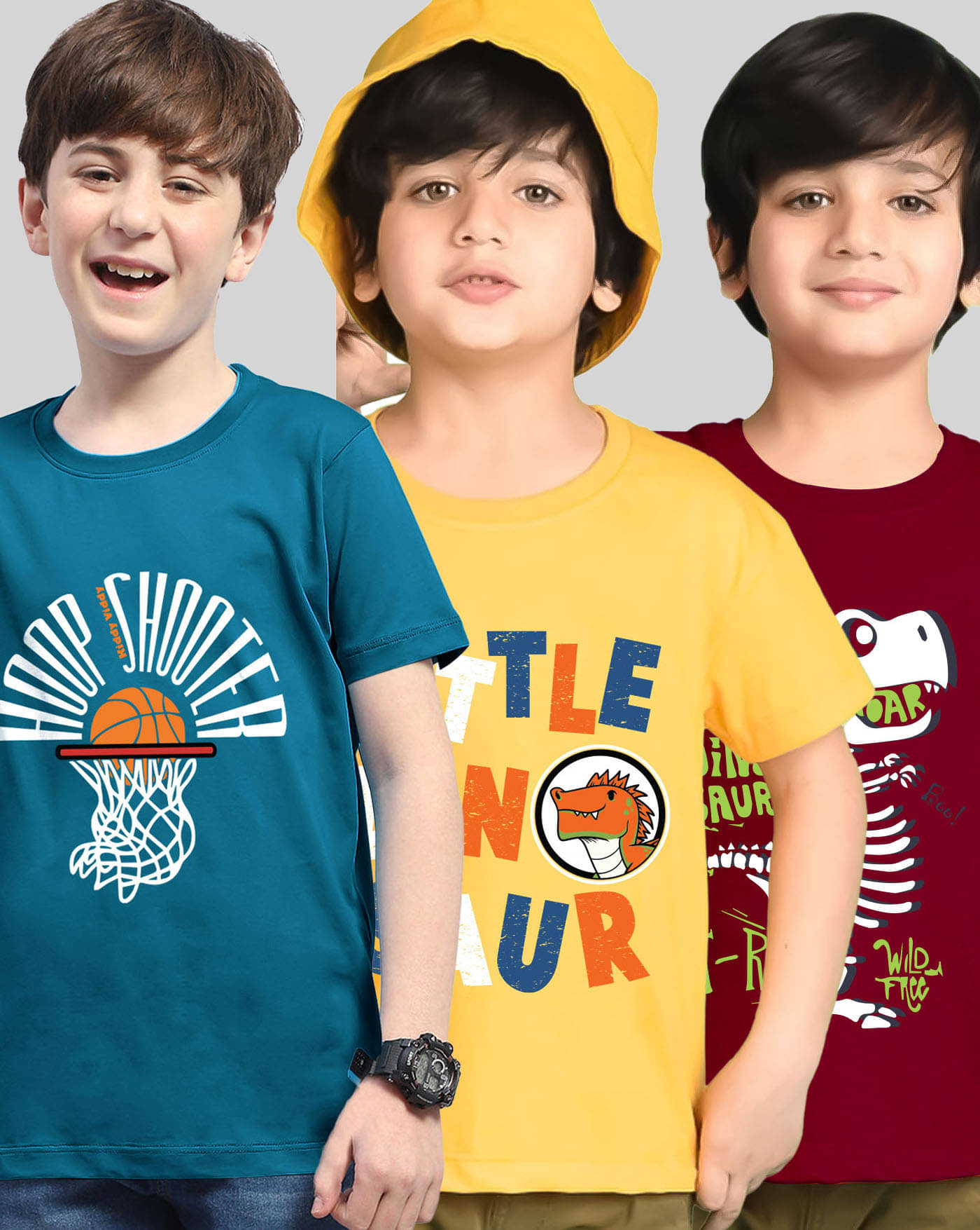     			KIDDY VIDDY Pack of 3 Boys Cotton Blend T-Shirt ( Yellow )