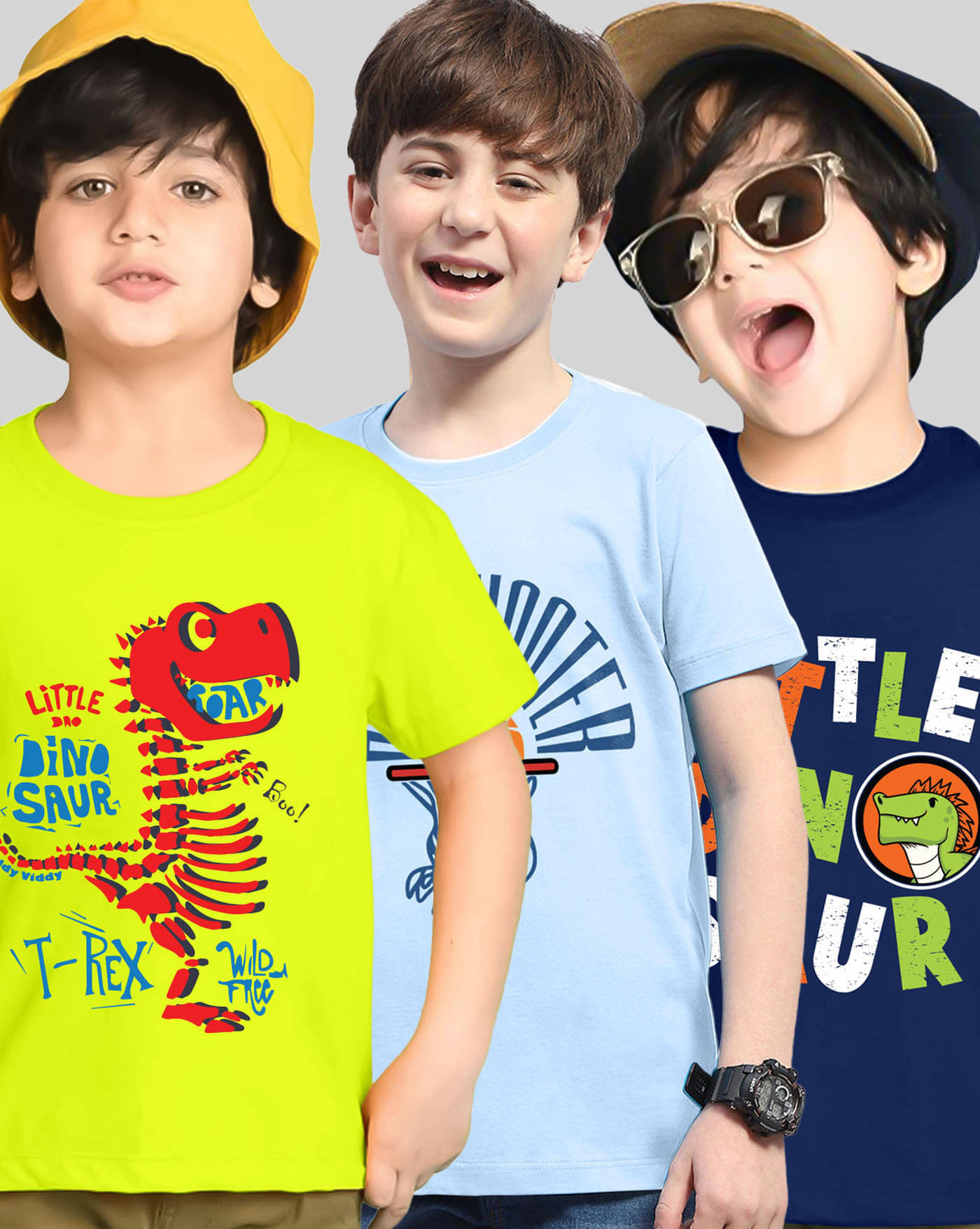     			KIDDY VIDDY Pack of 3 Boys Cotton Blend T-Shirt ( Neon Green )