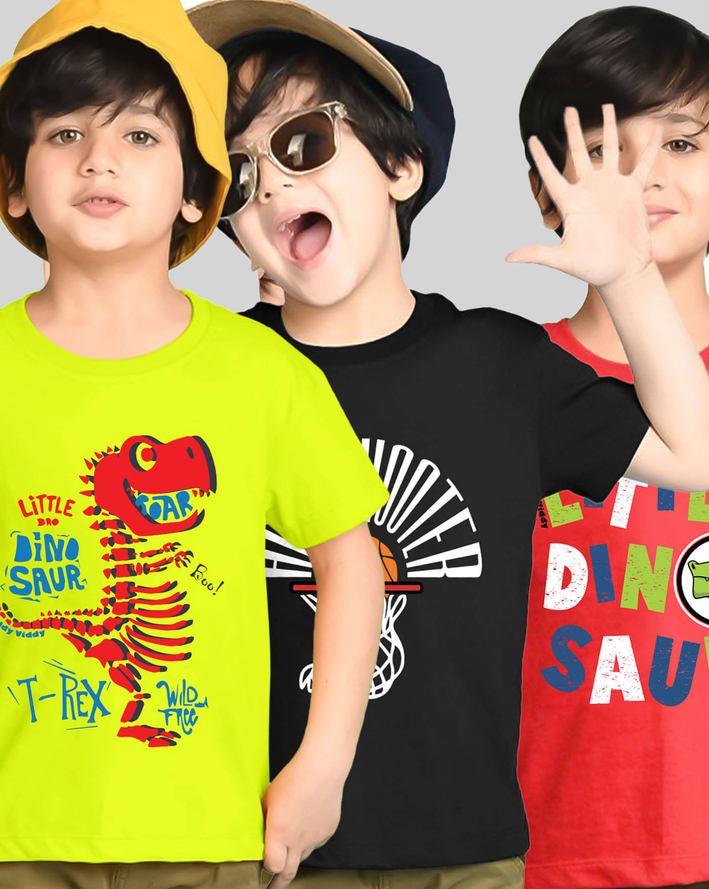     			KIDDY VIDDY Pack of 3 Boys Cotton Blend T-Shirt ( Red )