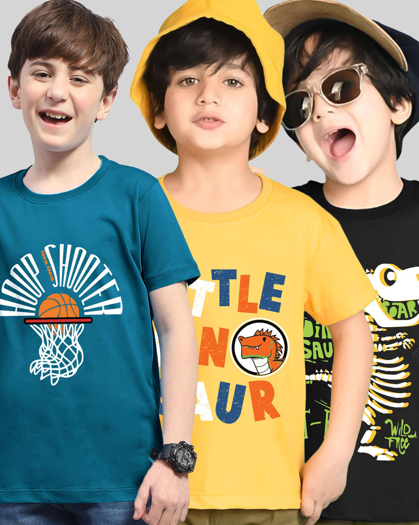     			KIDDY VIDDY Pack of 3 Boys Cotton Blend T-Shirt ( Yellow )