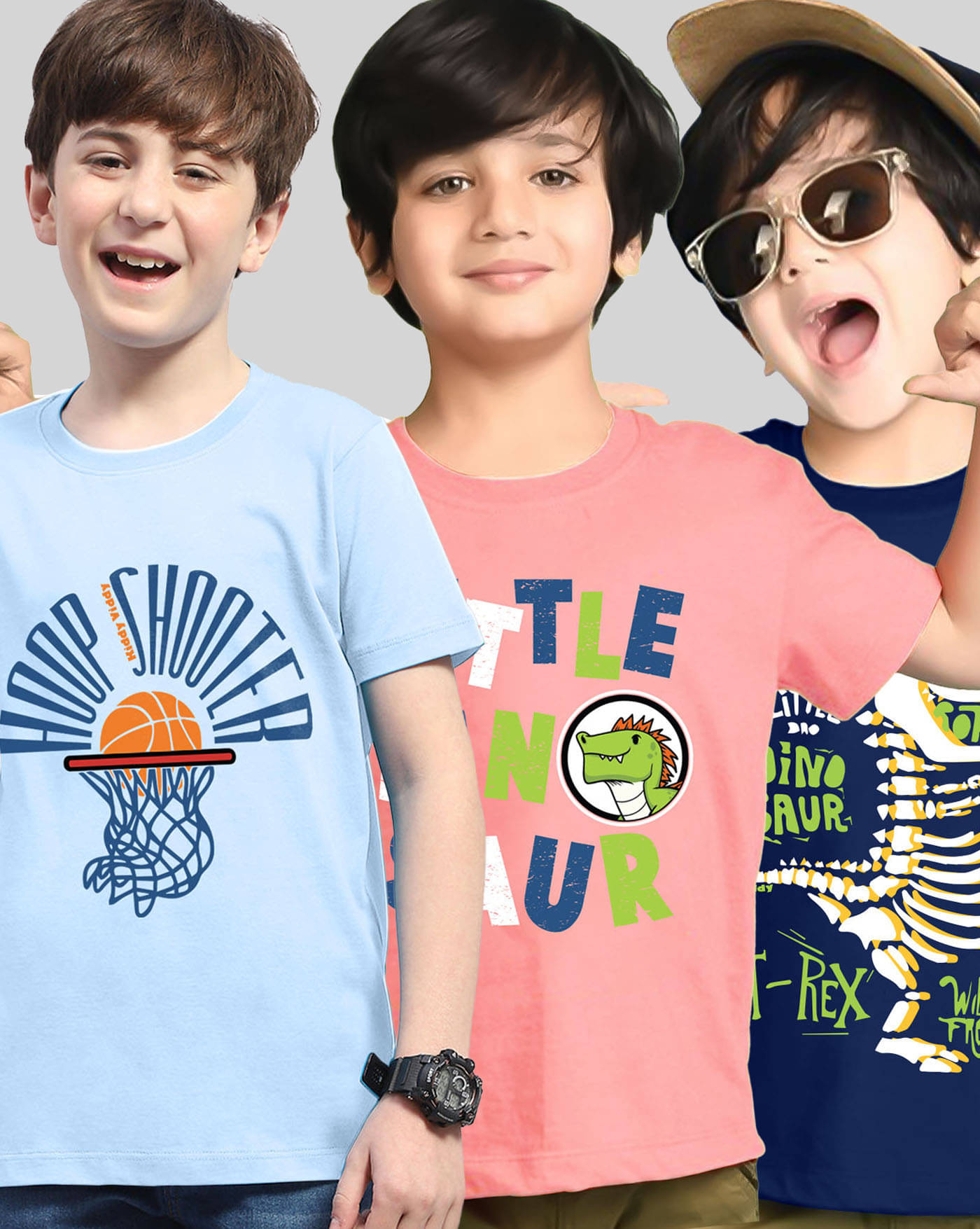     			KIDDY VIDDY Pack of 3 Boys Cotton Blend T-Shirt ( Peach )
