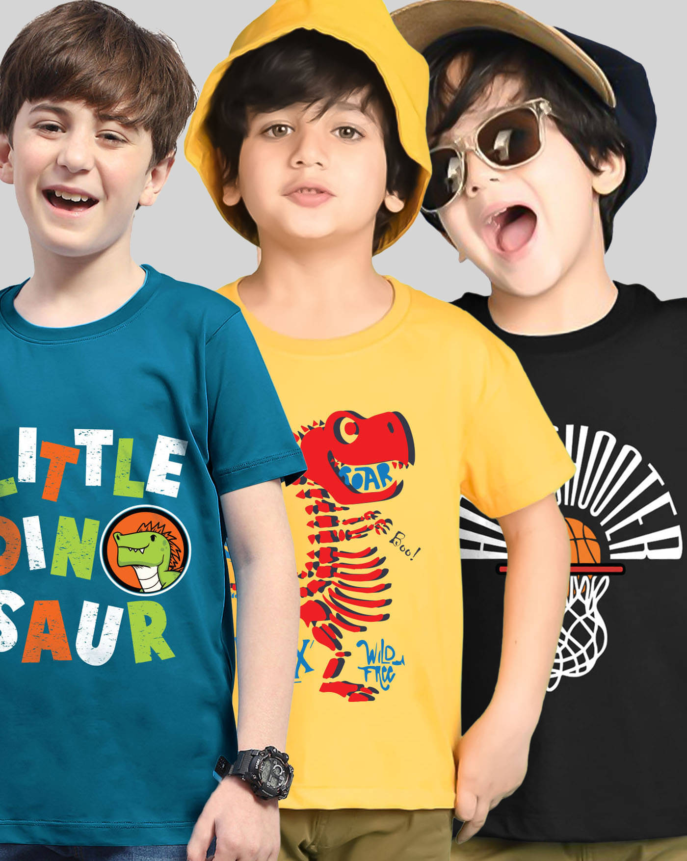     			KIDDY VIDDY Pack of 3 Boys Cotton Blend T-Shirt ( Teal )