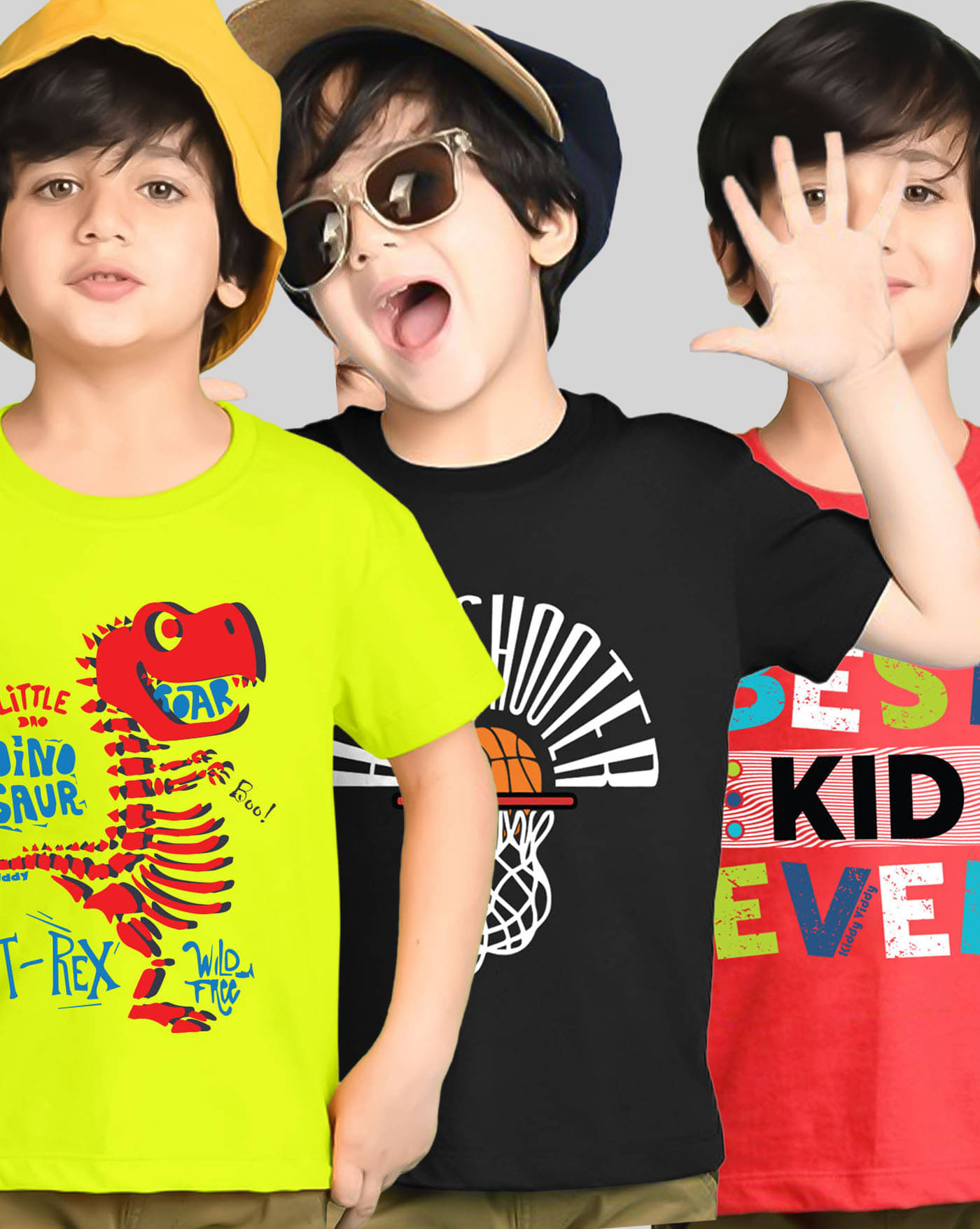     			KIDDY VIDDY Pack of 3 Boys Cotton Blend T-Shirt ( Red )