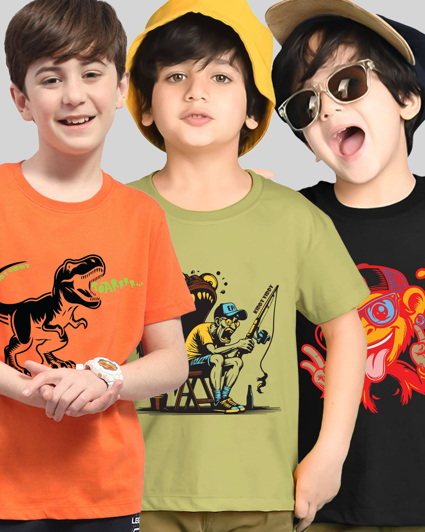     			KIDDY VIDDY Pack of 3 Boys Cotton Blend T-Shirt ( Green )