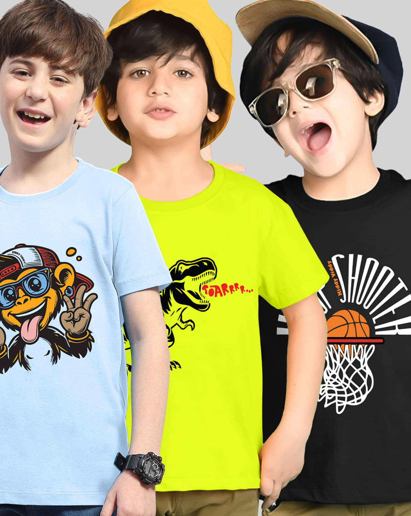     			KIDDY VIDDY Pack of 3 Boys Cotton Blend T-Shirt ( Sky Blue )