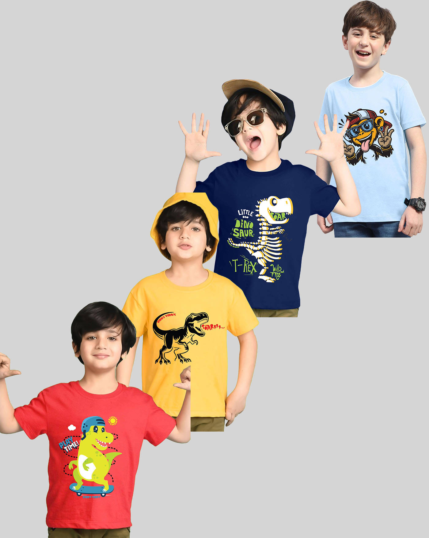     			KIDDY VIDDY Pack of 4 Boys Cotton Blend T-Shirt ( Red )