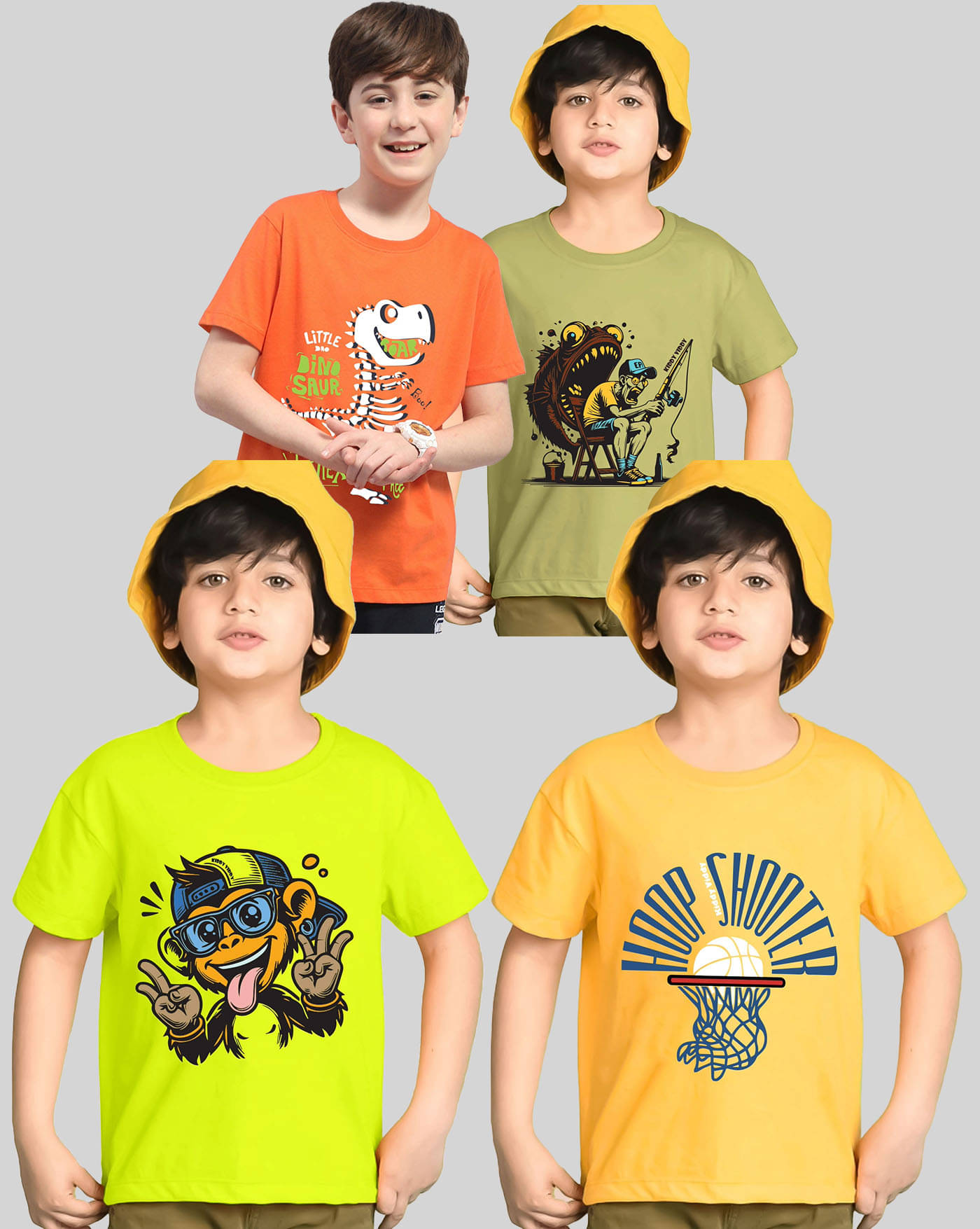     			KIDDY VIDDY Pack of 4 Boys Cotton Blend T-Shirt ( Orange )