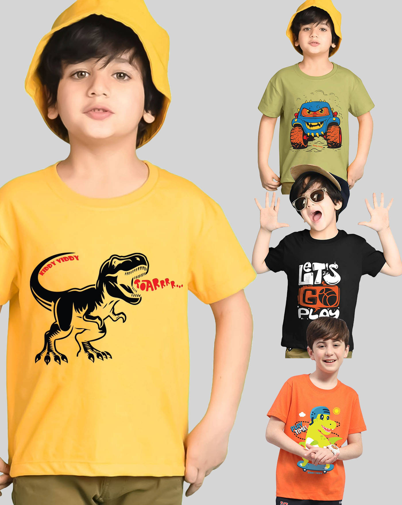     			KIDDY VIDDY Pack of 4 Boys Cotton Blend T-Shirt ( Black )