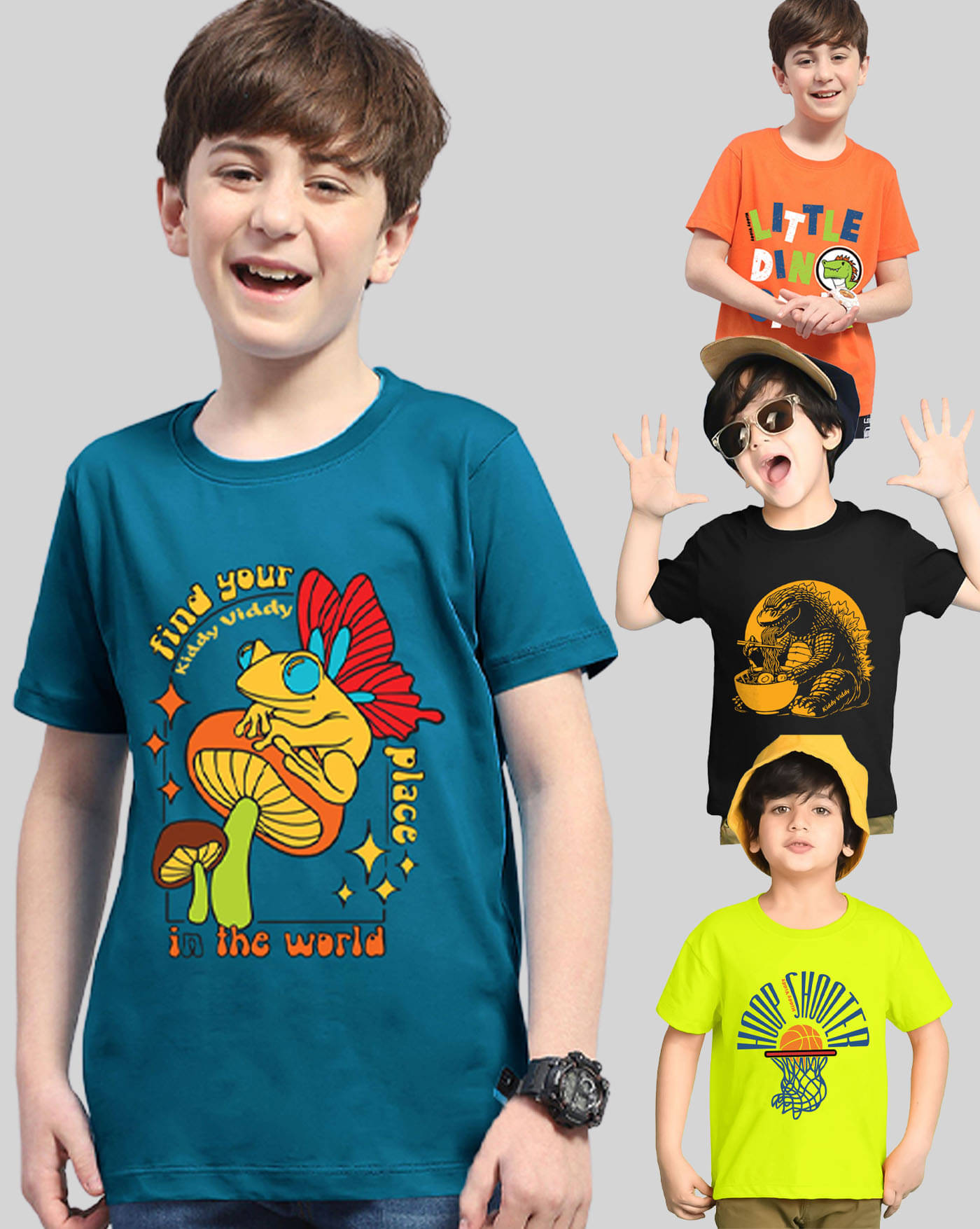     			KIDDY VIDDY Pack of 4 Boys Cotton Blend T-Shirt ( Black )