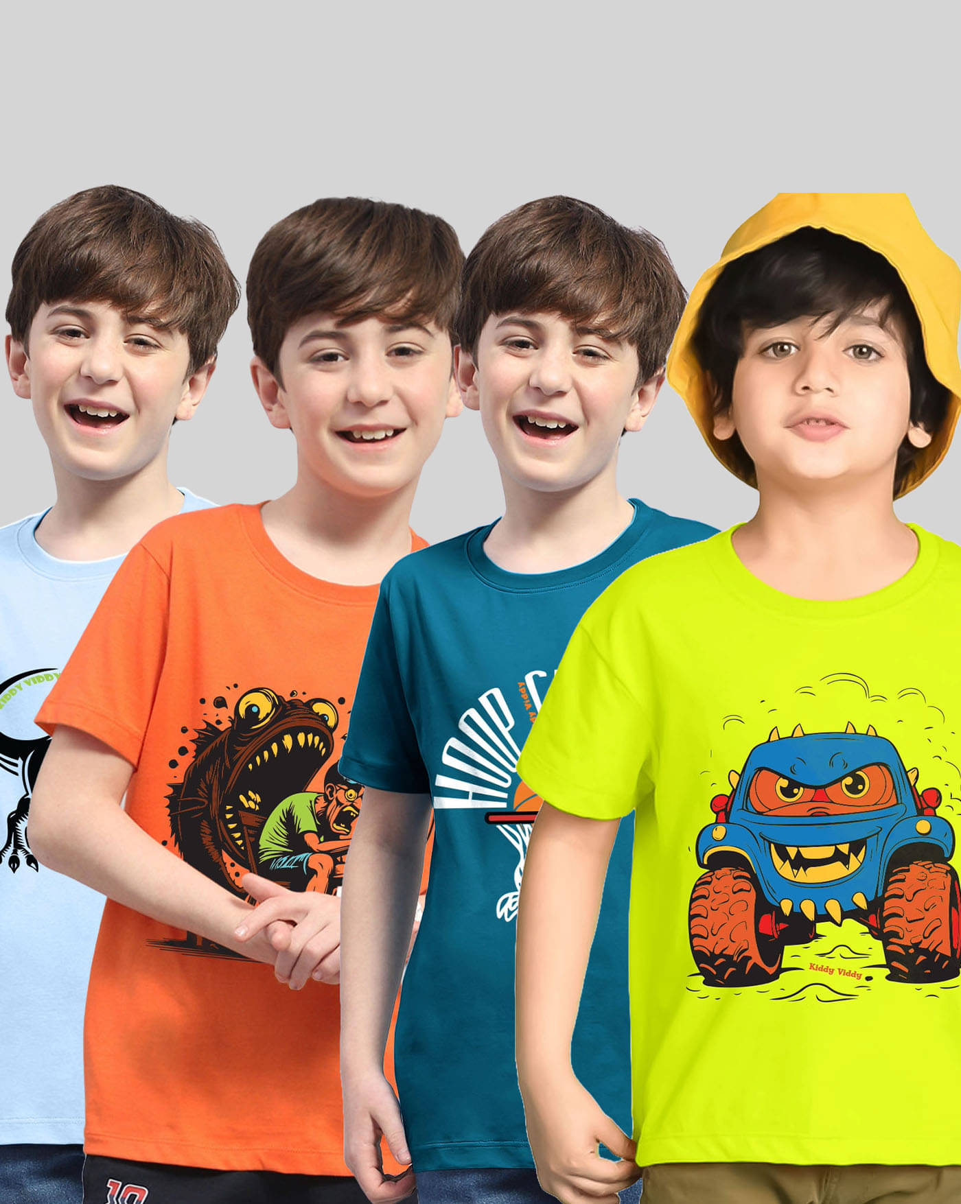     			KIDDY VIDDY Pack of 4 Boys Cotton Blend T-Shirt ( Orange )