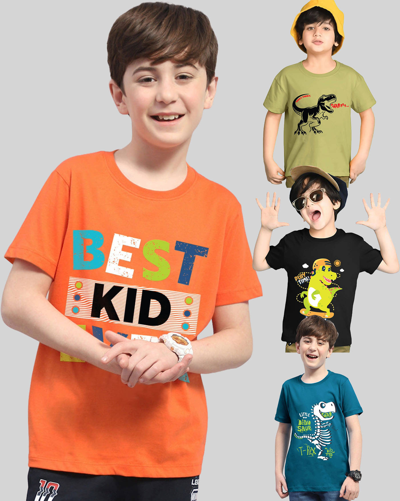     			KIDDY VIDDY Pack of 4 Boys Cotton Blend T-Shirt ( Black )