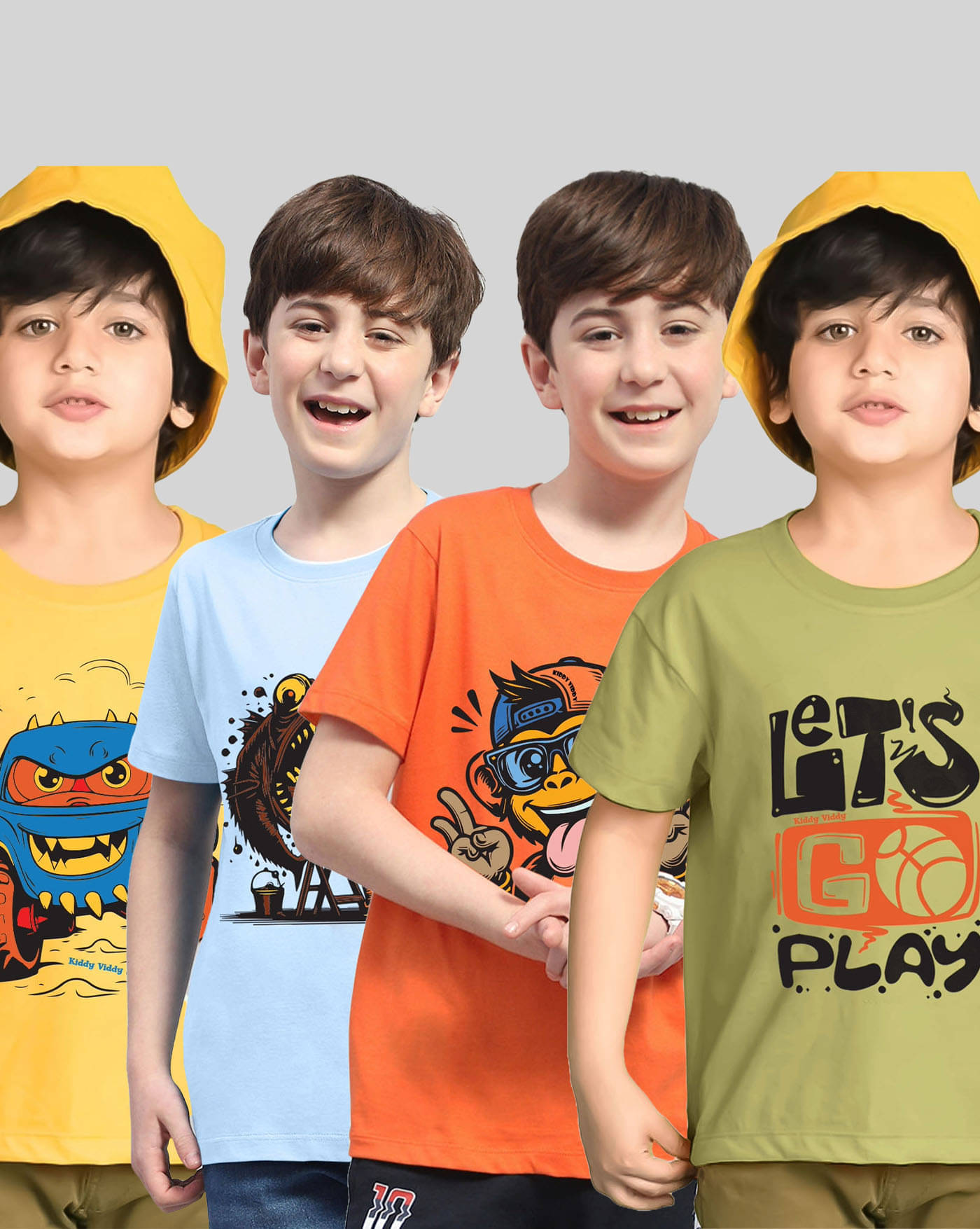     			KIDDY VIDDY Pack of 4 Boys Cotton Blend T-Shirt ( Green )