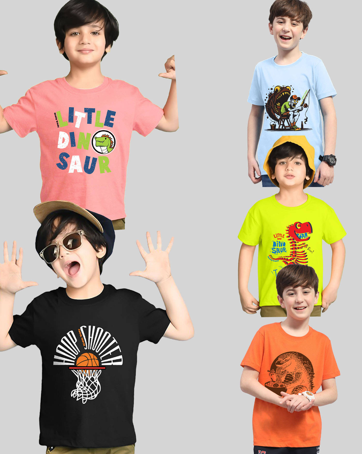     			KIDDY VIDDY Pack of 5 Boys Cotton Blend T-Shirt ( Neon Green )